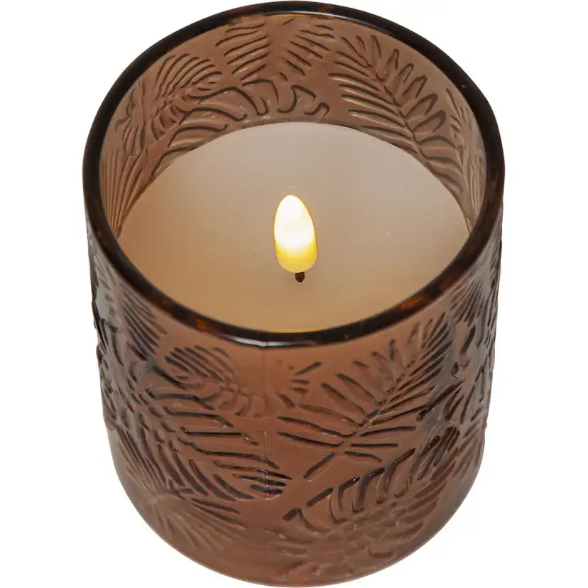 LEDBlockljus Flamme Leaf Brun, D: 85 mm