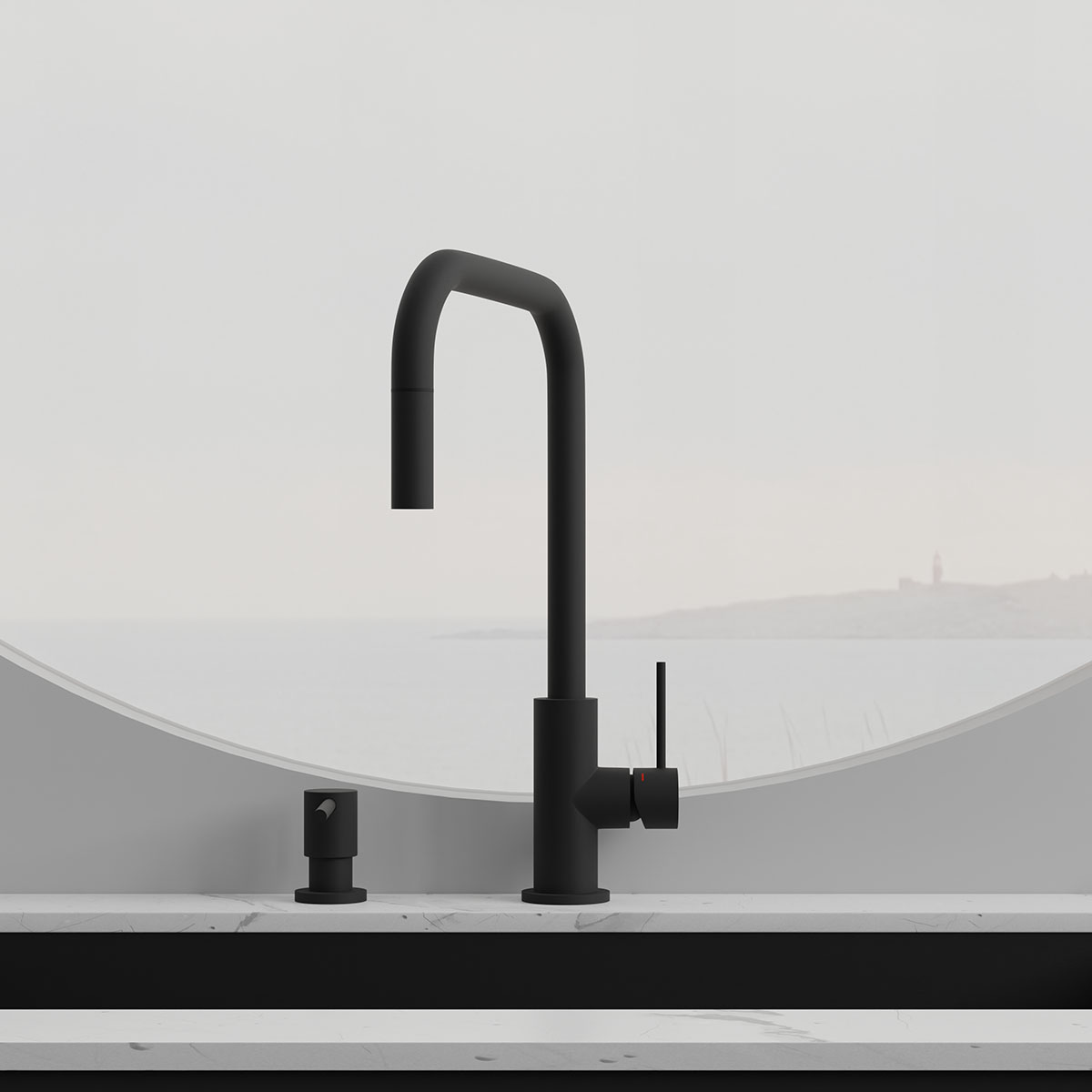 Köksblandare Scandtap Steel Accent Square med Utdragbar Pip