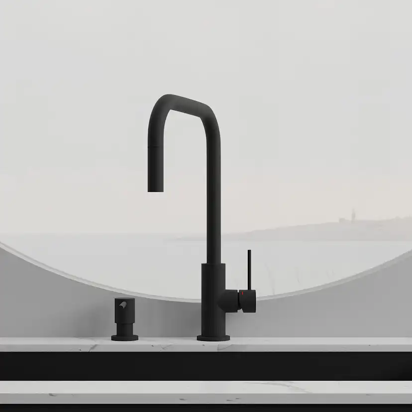 Köksblandare Scandtap Steel Accent Square med Utdragbar Pip