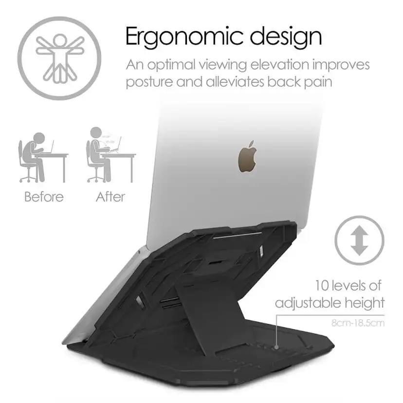 Laptopställ Desire2 2In1 Portabelt Svart 360 Roterbar med Mobilställ