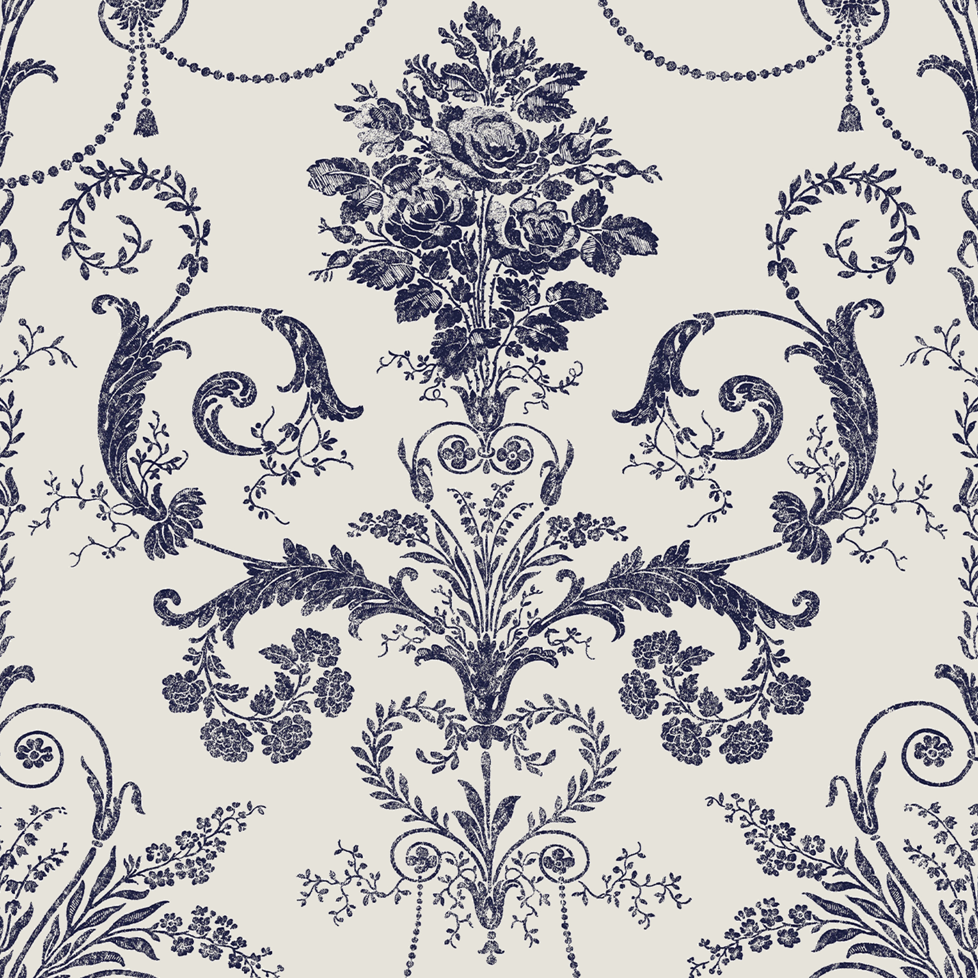 Tapet Laura Ashley Josette Off Vit& MidNacht 113387 EasyUp, Mönstrad Vit