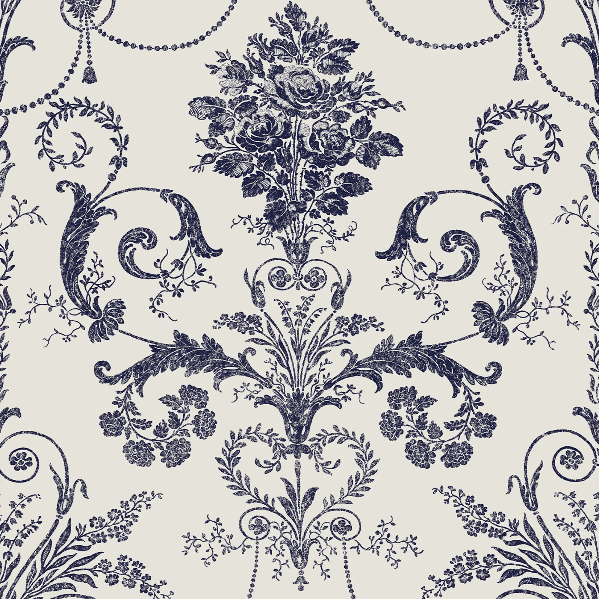Tapet Laura Ashley Josette Off Vit& MidNacht 113387 EasyUp, Mönstrad Vit