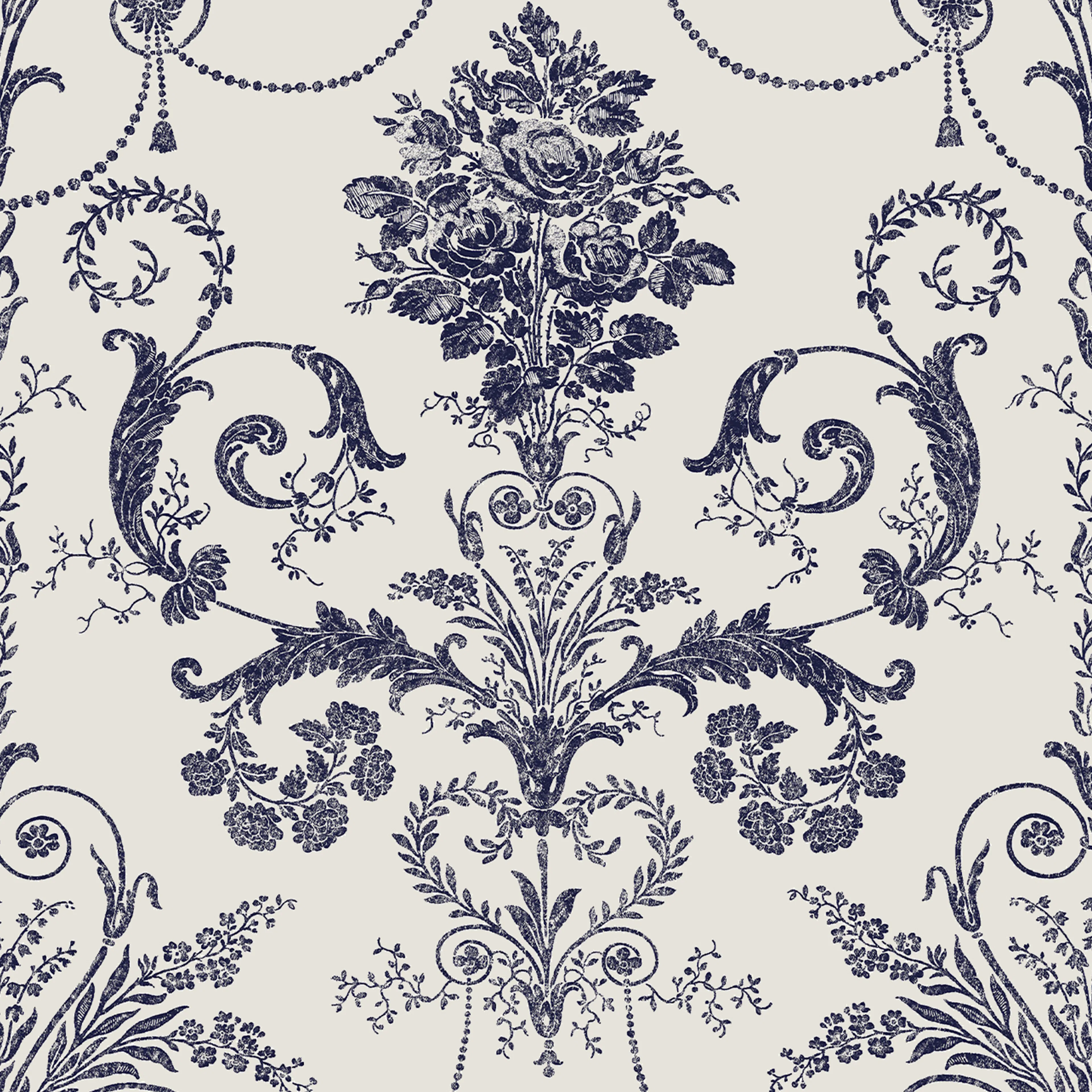 Tapet Laura Ashley Josette Off Vit& MidNacht 113387 EasyUp, Mönstrad Vit