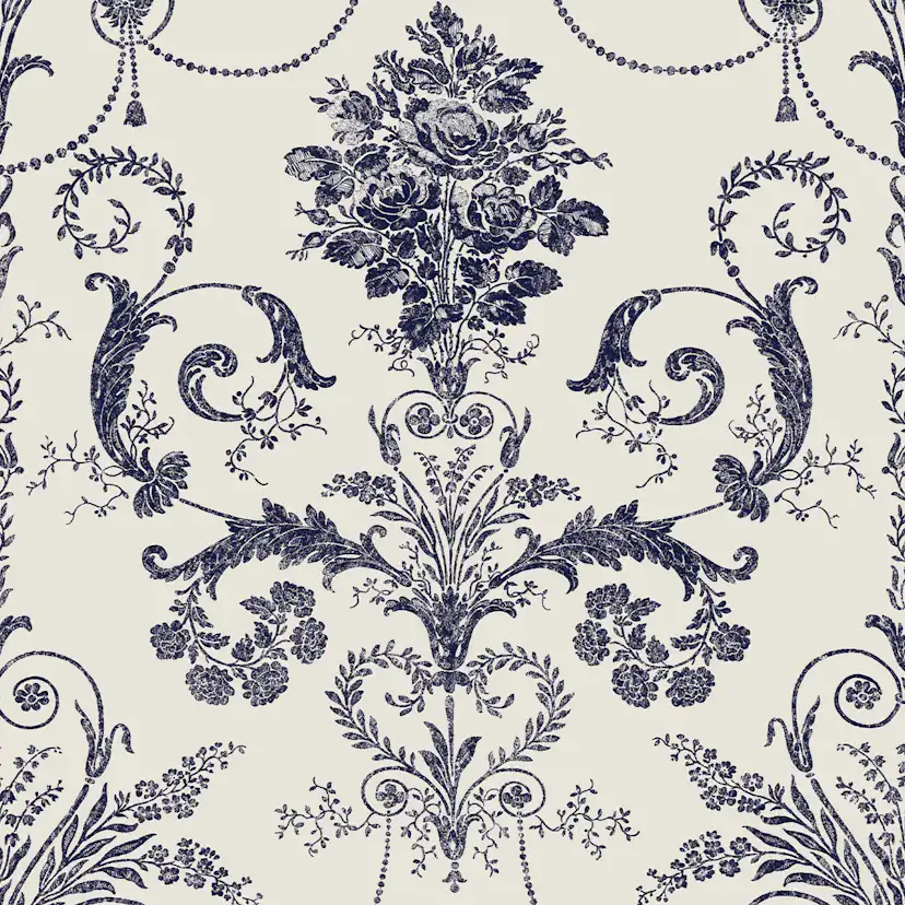 Tapet Laura Ashley Josette Off Vit& MidNacht 113387 EasyUp, Mönstrad Vit