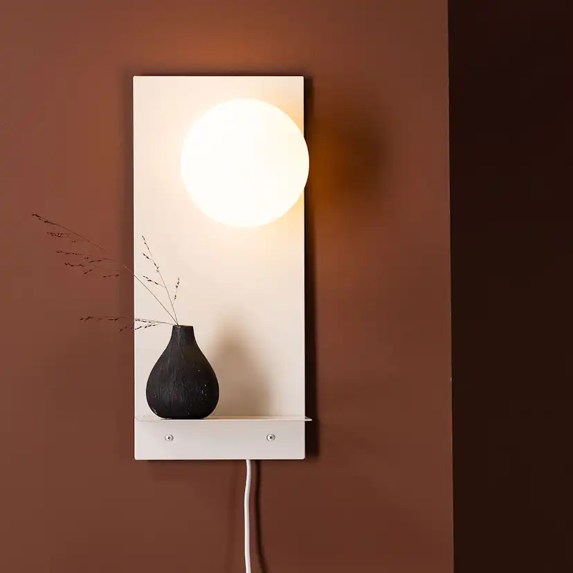 Troyes Wall Lamp - Light grey / White glass Ljusgrå/Vit