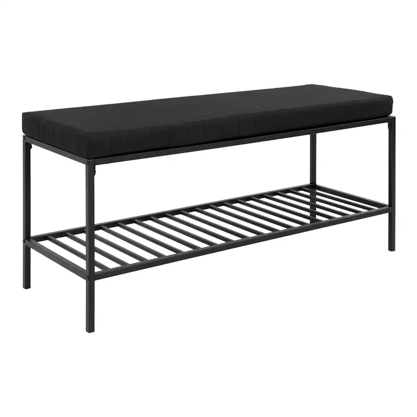 Sittbänk House Nordic Vita Svart Rektangulär Bänk med Hylla 100cm