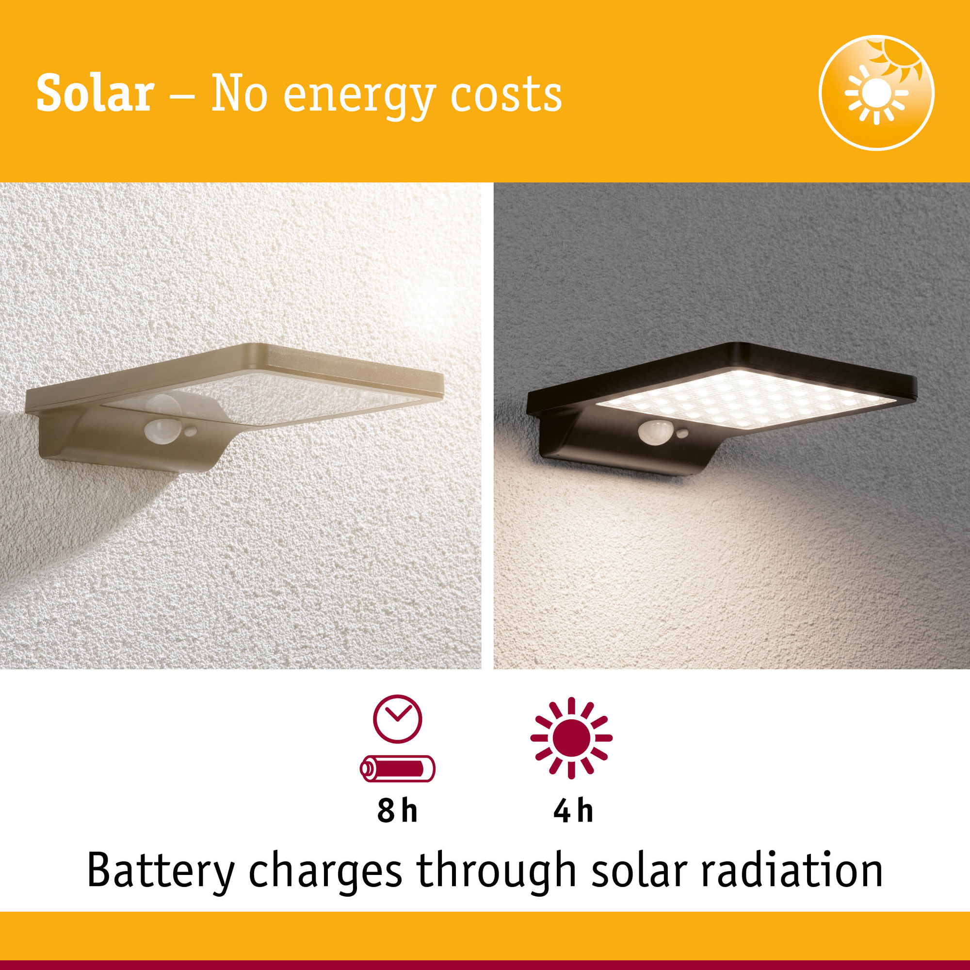 Fasadbelysning Solcell Paulmann Solveig LED Rörelsesensor IP44