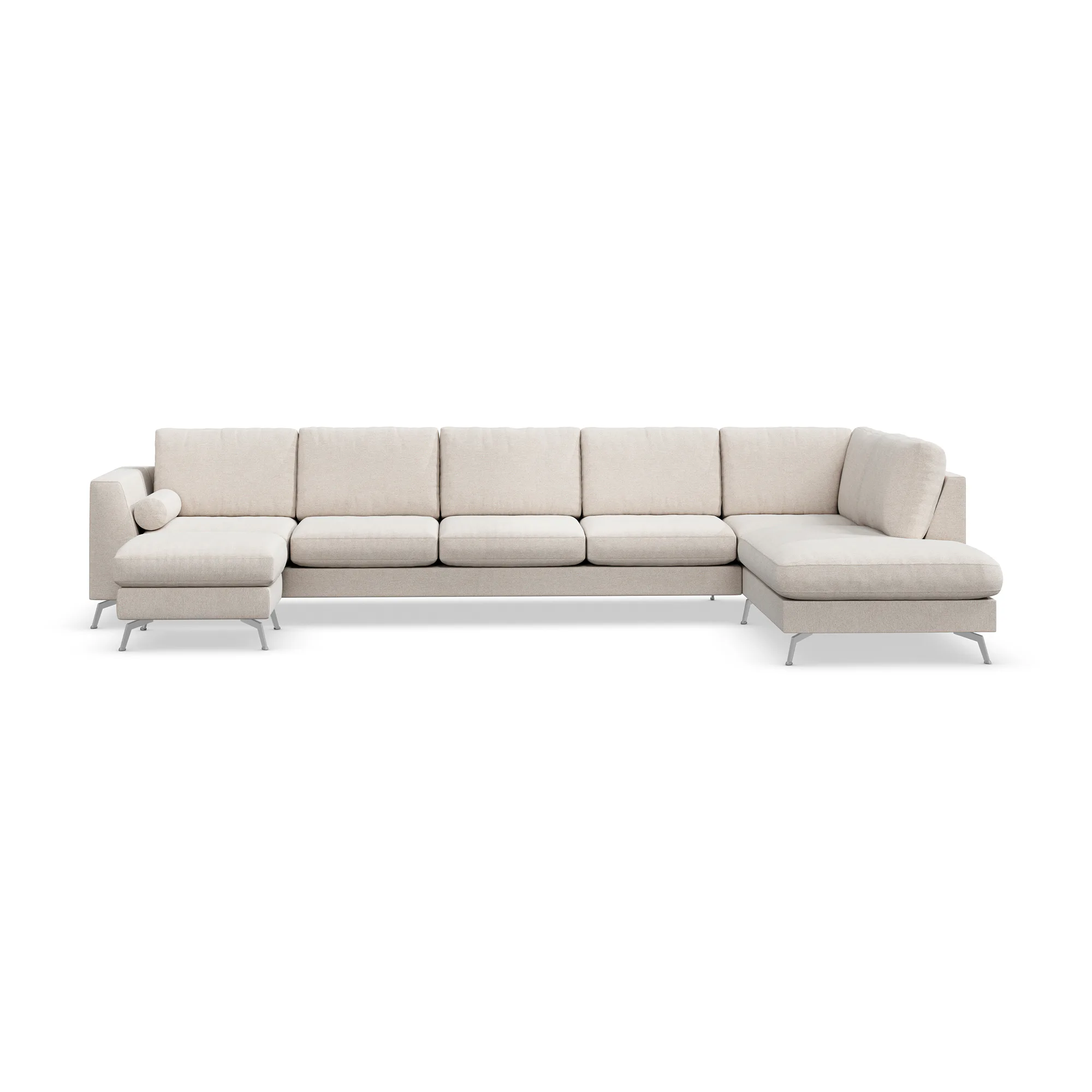 Ocean Lyx 6-sits Högervänd U-formad Soffa med Divan och Schä Grand 2, Beige Tyg, Höger, Ocean Lyx Ben Krom