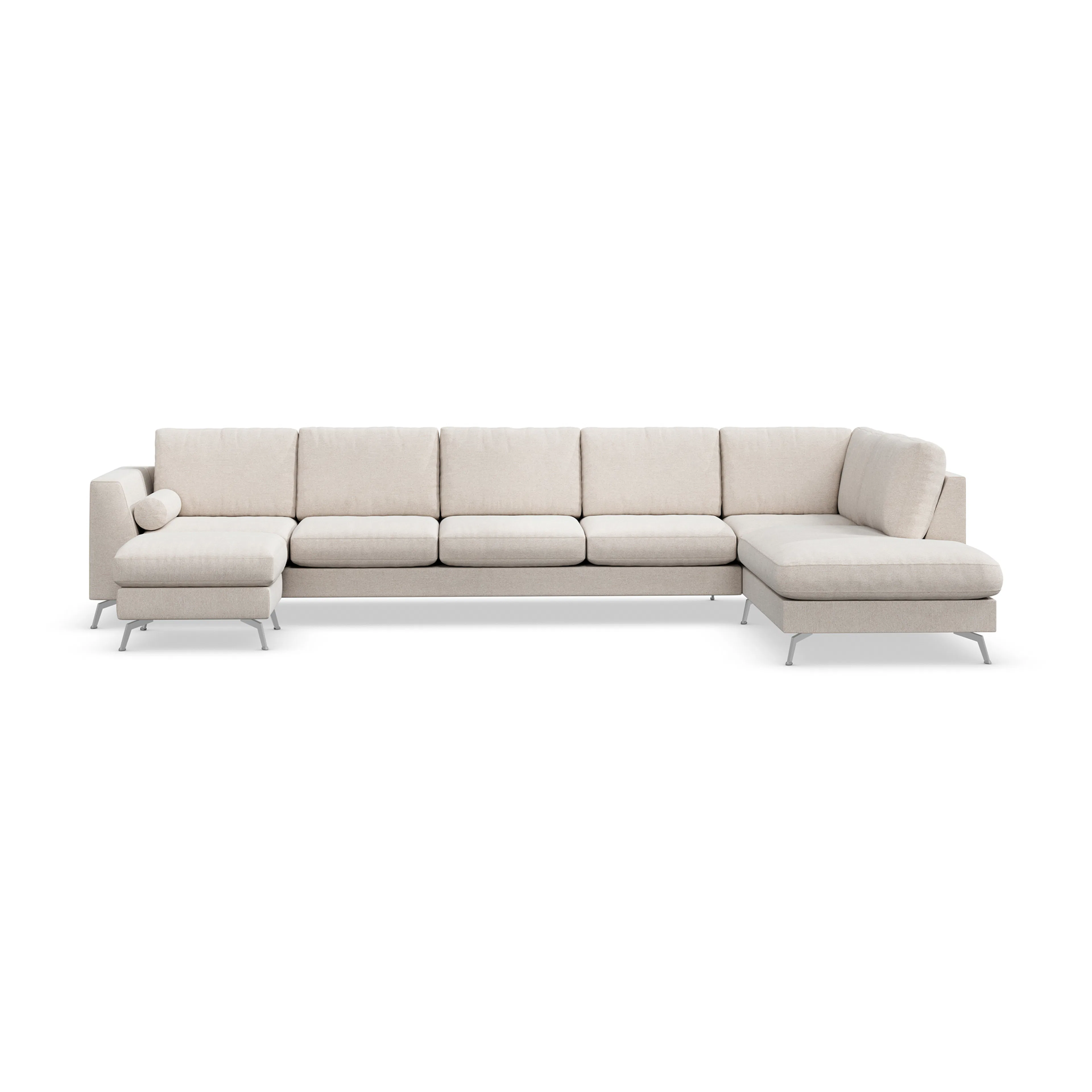 Ocean Lyx 6-sits Högervänd U-formad Soffa med Divan och Schä Grand 2, Beige Tyg, Höger, Ocean Lyx Ben Krom