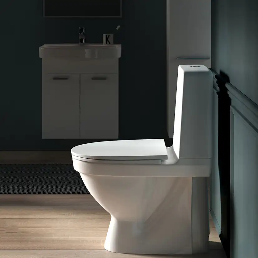 Toalettstol Laufen Kompas 825151 Rimless med Dolt S-lås för Limning inkl Mjuksits