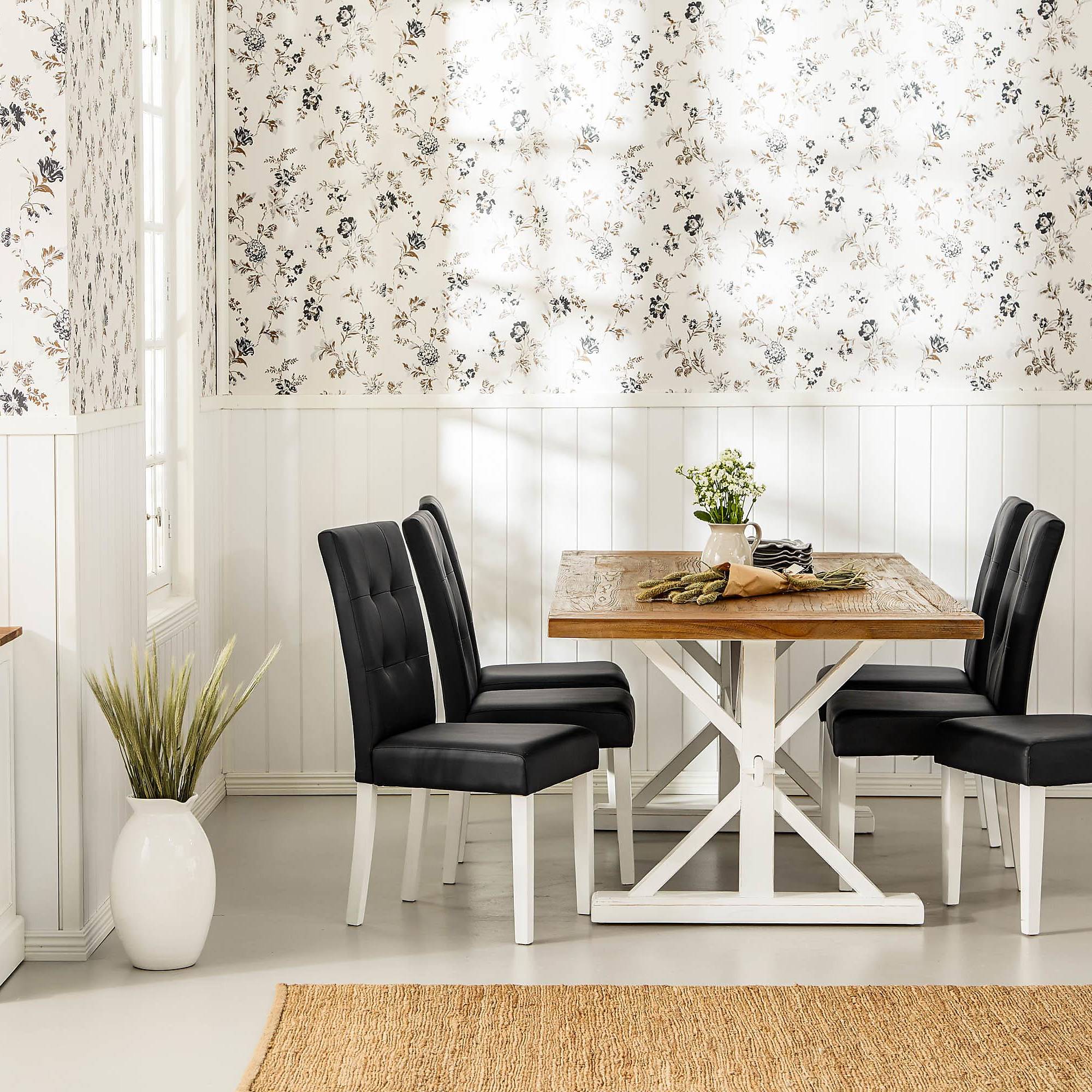 Matgrupp Bloomington Lyon Rektangulärt Matbord 200-290 cm Förlängningsbartt med 6 Viktor Matstol