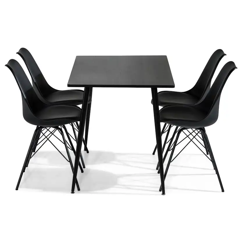 Matgrupp Basic Home Marcelen Rektangulärt Matbord 120 cm med 4 Shell Matstol