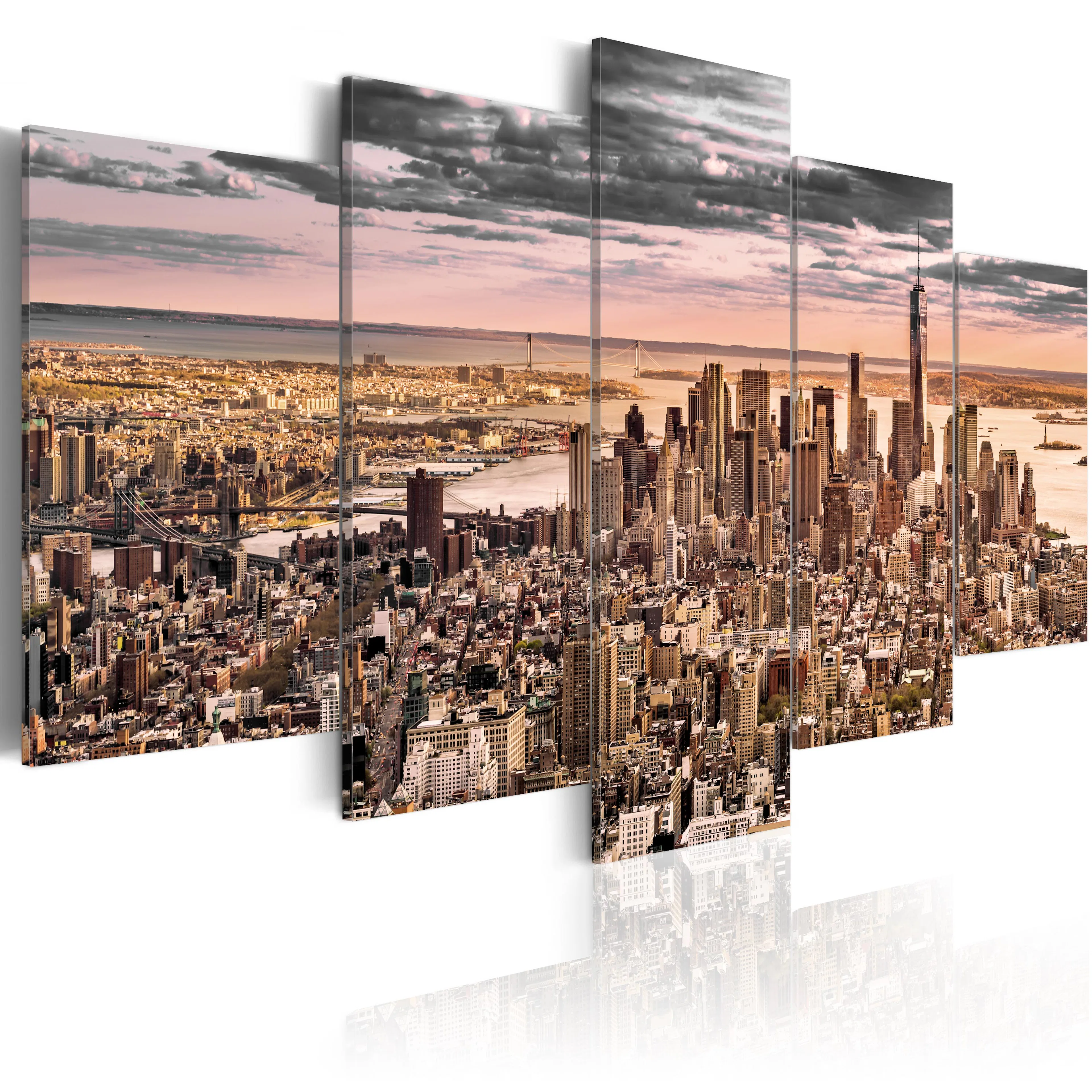 Foto på akryl - New York City: Morning Sky [Glass] 100x50 Mått: 100x50 cm