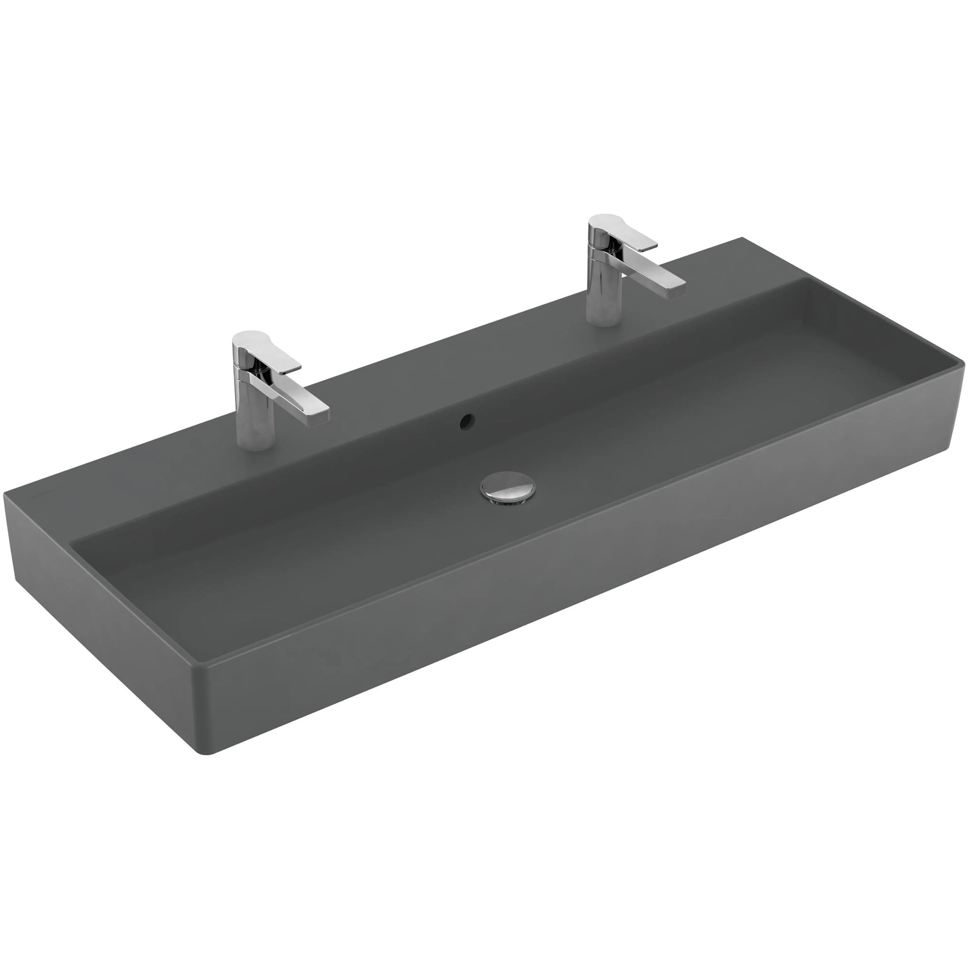 Tvättställ villeroy & Boch Memento 2.0 4A22CKI4 Graphite CeramicPlus, Med Bräddavlopp, 1200 mm, Med 2 Blandarhål, för Två Enhålsblandare