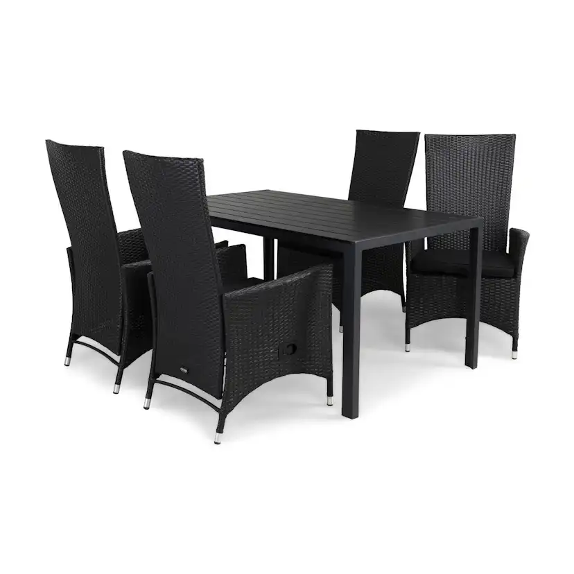 Matgrupp Comfort Garden Tunis Matgrupp Utomhus 150 med 4 Jenny Ställbar Fåtölj m Dyna