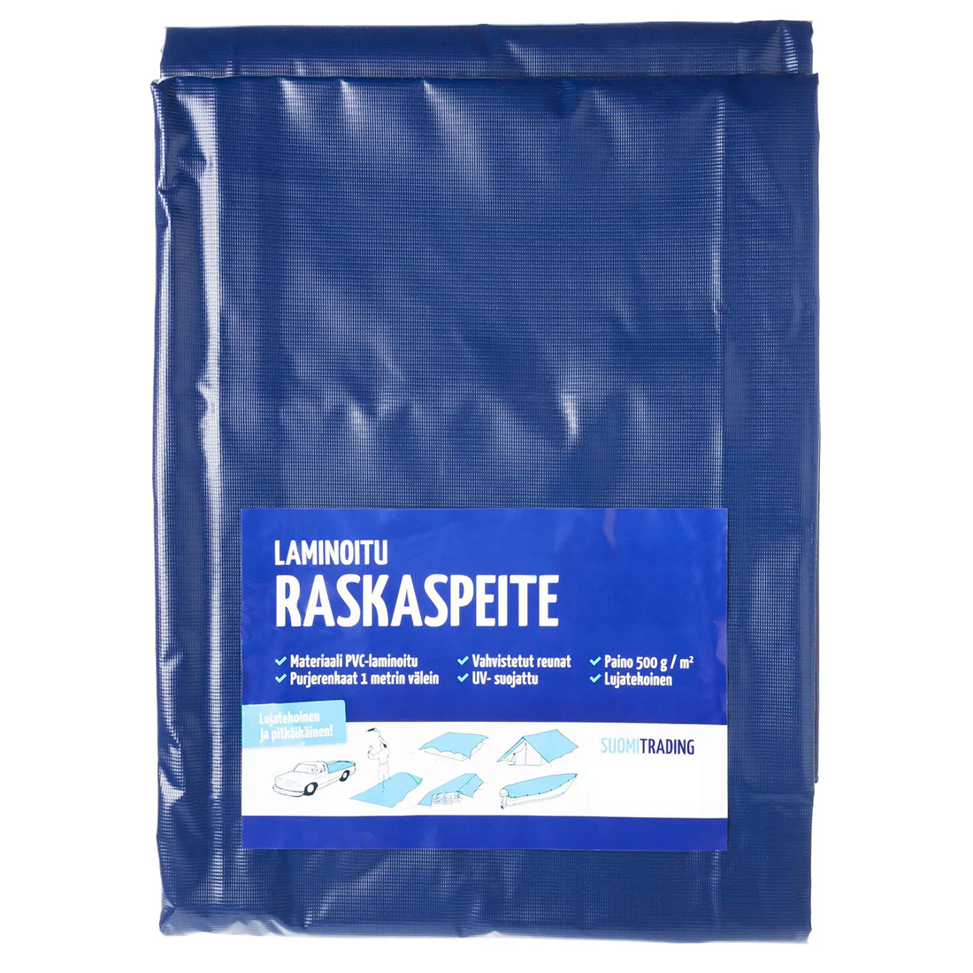 Presenning Ranch 500 g/m² Blå Laminerad UV-Skyddad Med Förstärkta Kanter