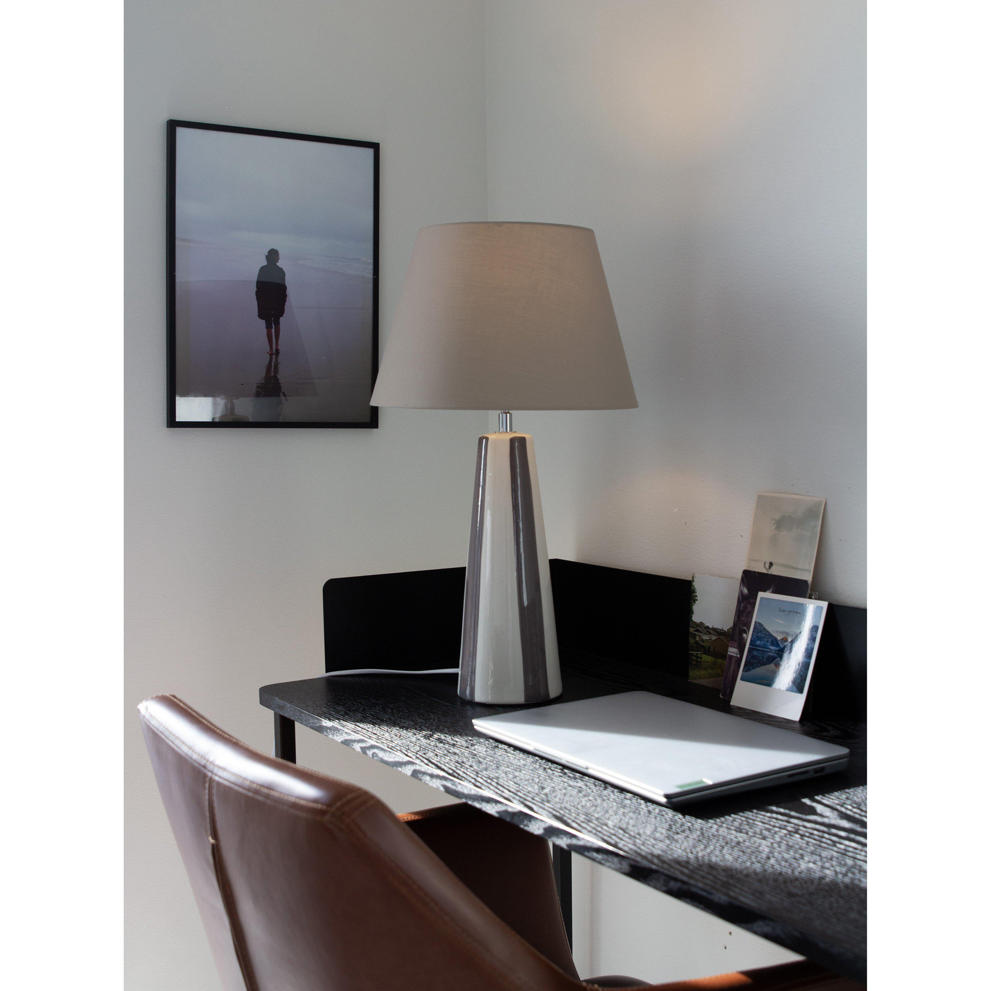 Bordsslampa PR Home Leya Randig Lampfot i Keramik med Lampskärm