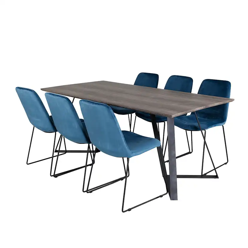 Matgrupp Venture Home Madde med 6 Muscot Stolar Sammet