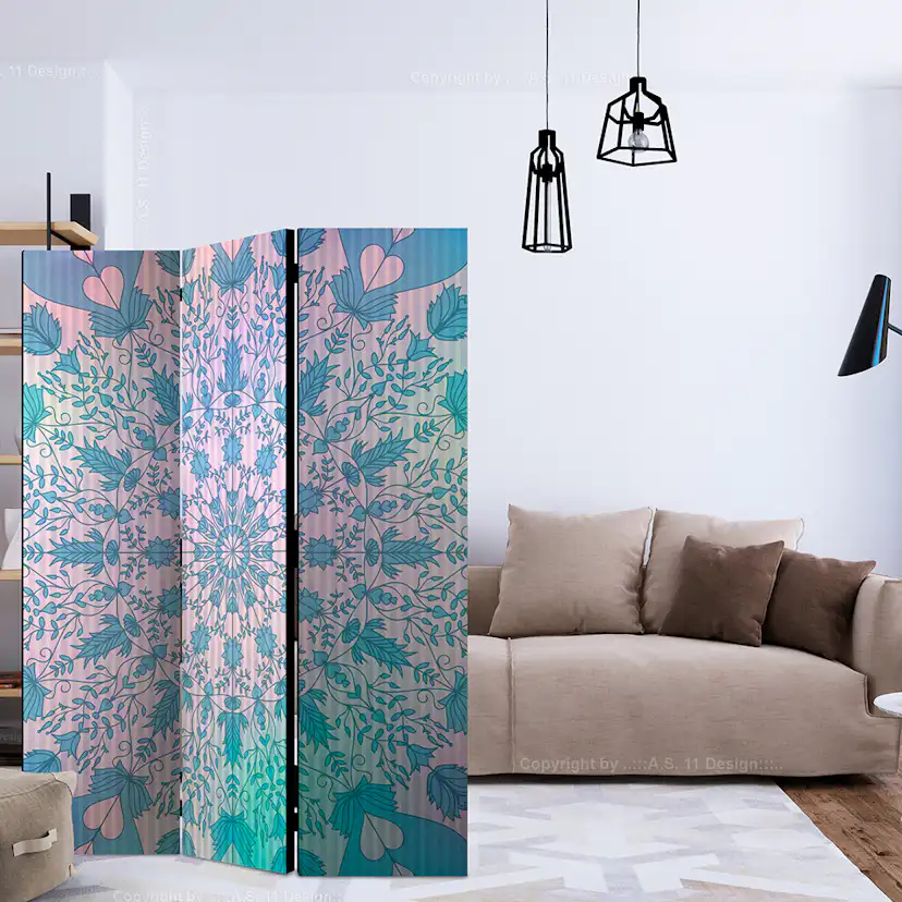 Rumsavdelare Skärmvägg Arkiio Girly Mandala Blue 135x172 cm