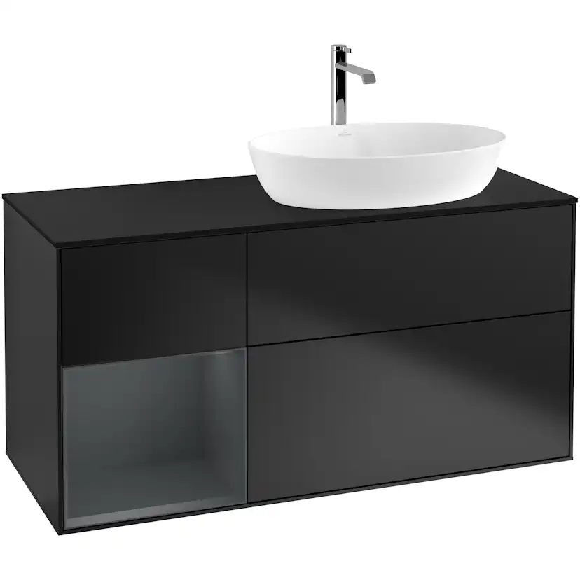Tvättställsskåp Villeroy & Boch Finion med 3 Lådor Hylla och Bänkskiva för Ocentrerat Tvättställ från Artis & Collaro