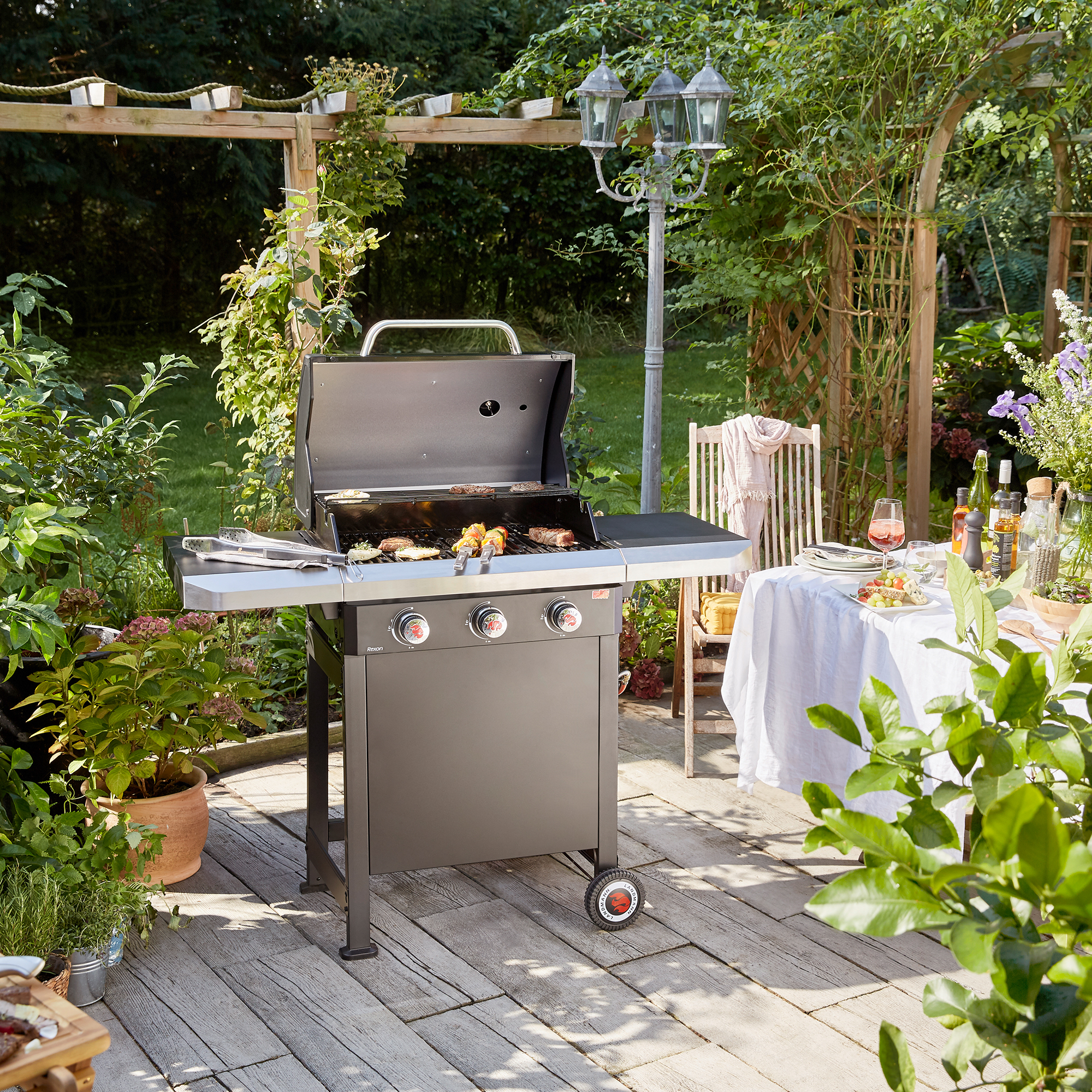 Gasolgrill Landmann Rexon PTS 3.0 Black Rostfritt Stål med 3 Brännare