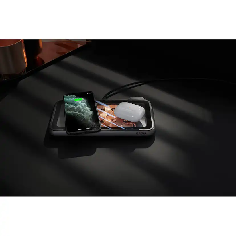 Trådlös Laddare Zens Dual QI Liberty 16 coils 2x15W Glass Top Edition till Apple & Samsung QC