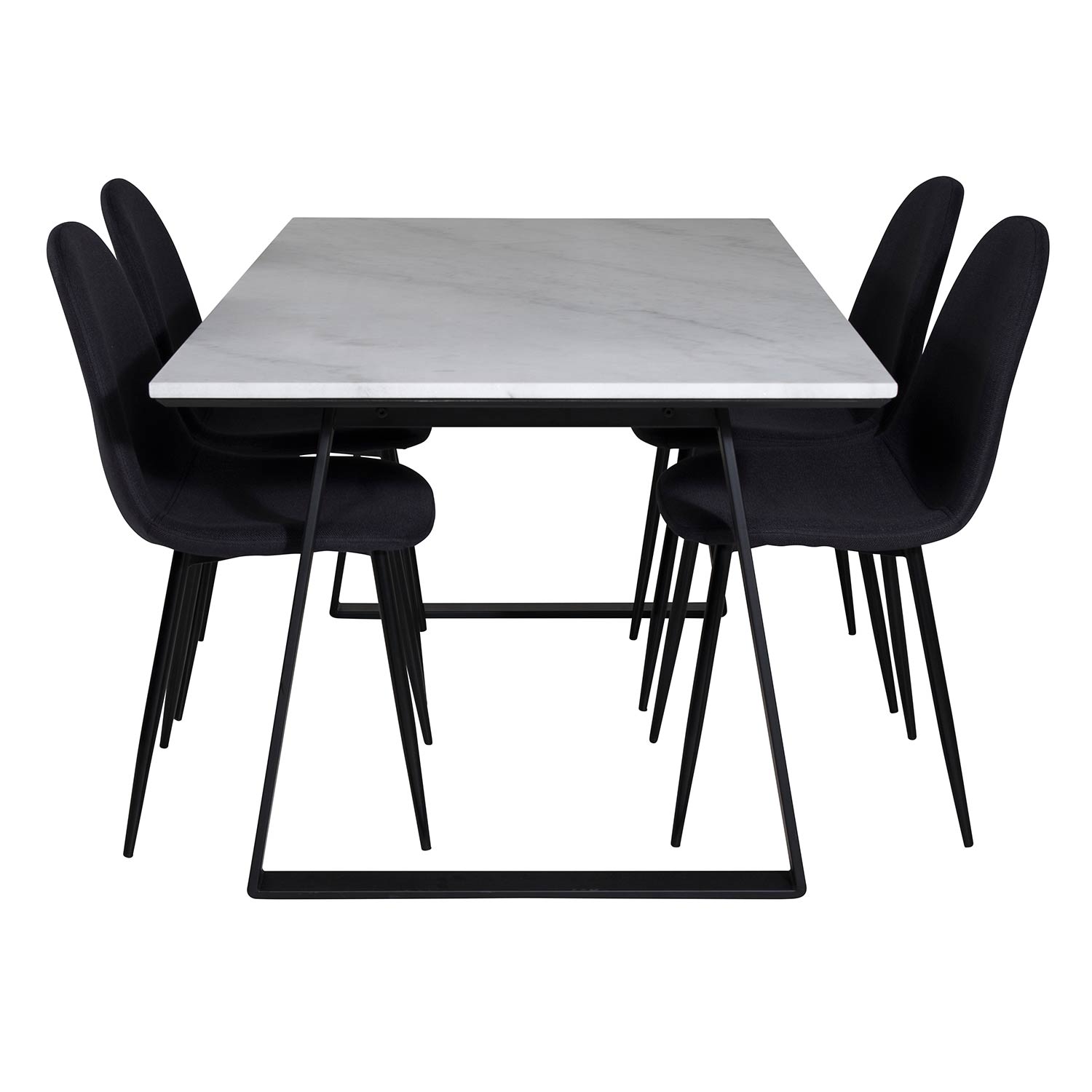 Estelle Table White / Black+Polar Chair - - Black Fabric_4 Vit/Svart
