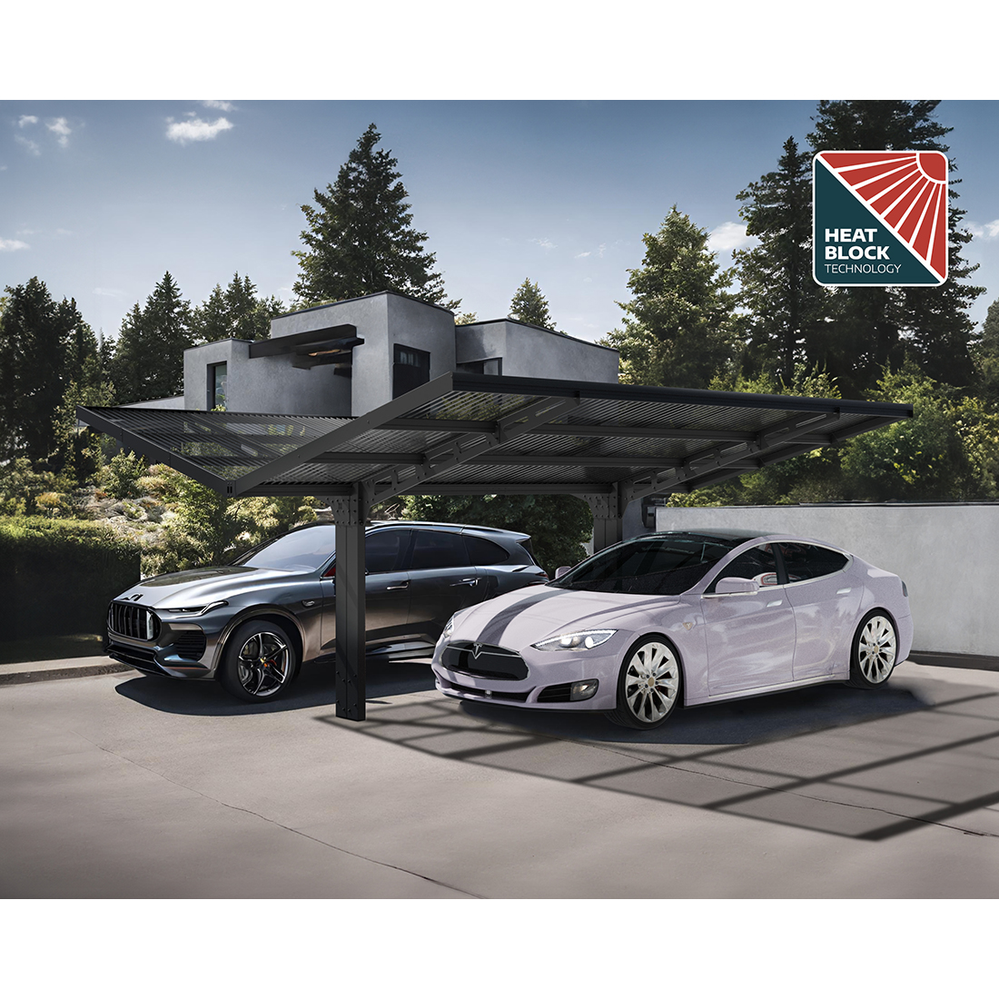 Carport Canopia by Palram Sydney Double V-Roof Aluminum 6x6 m Black