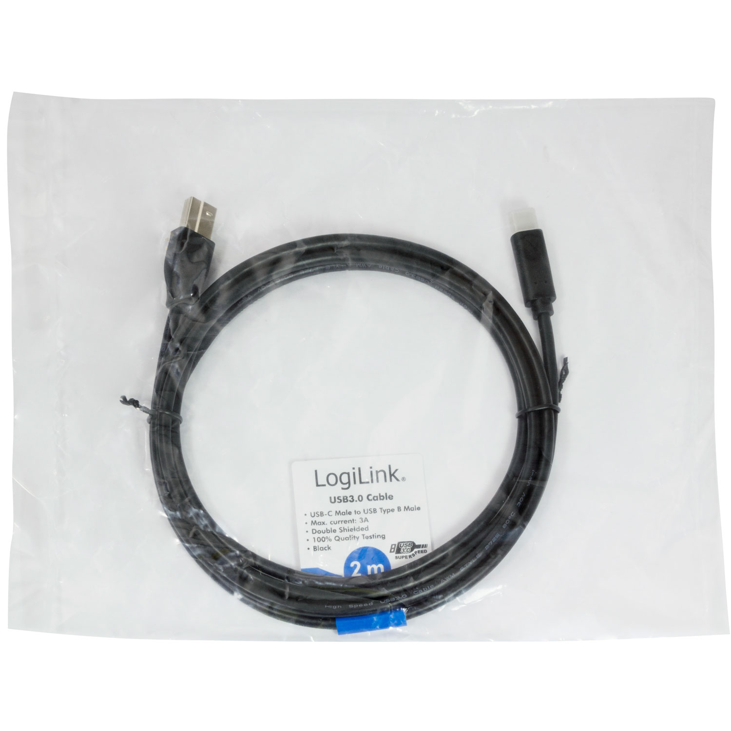 Kabel LogiLink USB3.2 Gen1x1 USB-C - USB-B 3.0 2 m