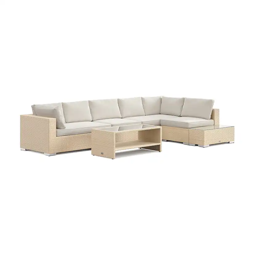 Loungegrupp Comfort Garden Bahamas utesoffa 6-sits vändbar schäslong med avslut och bord med hylla