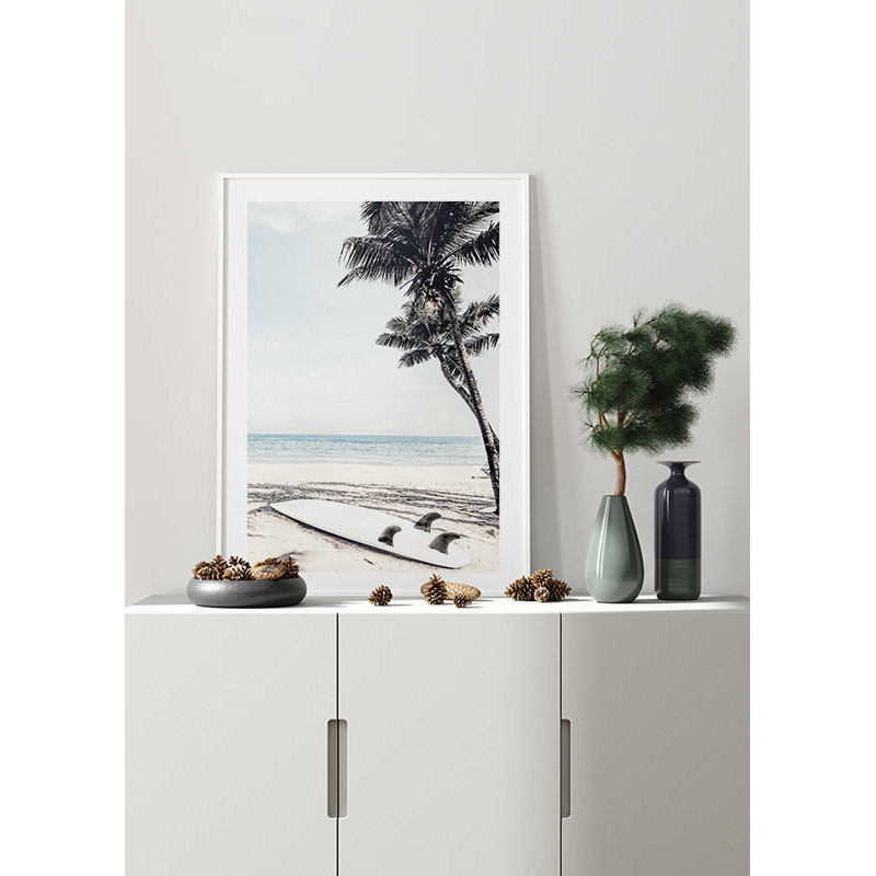 Poster Gallerix Surfboard On Beach