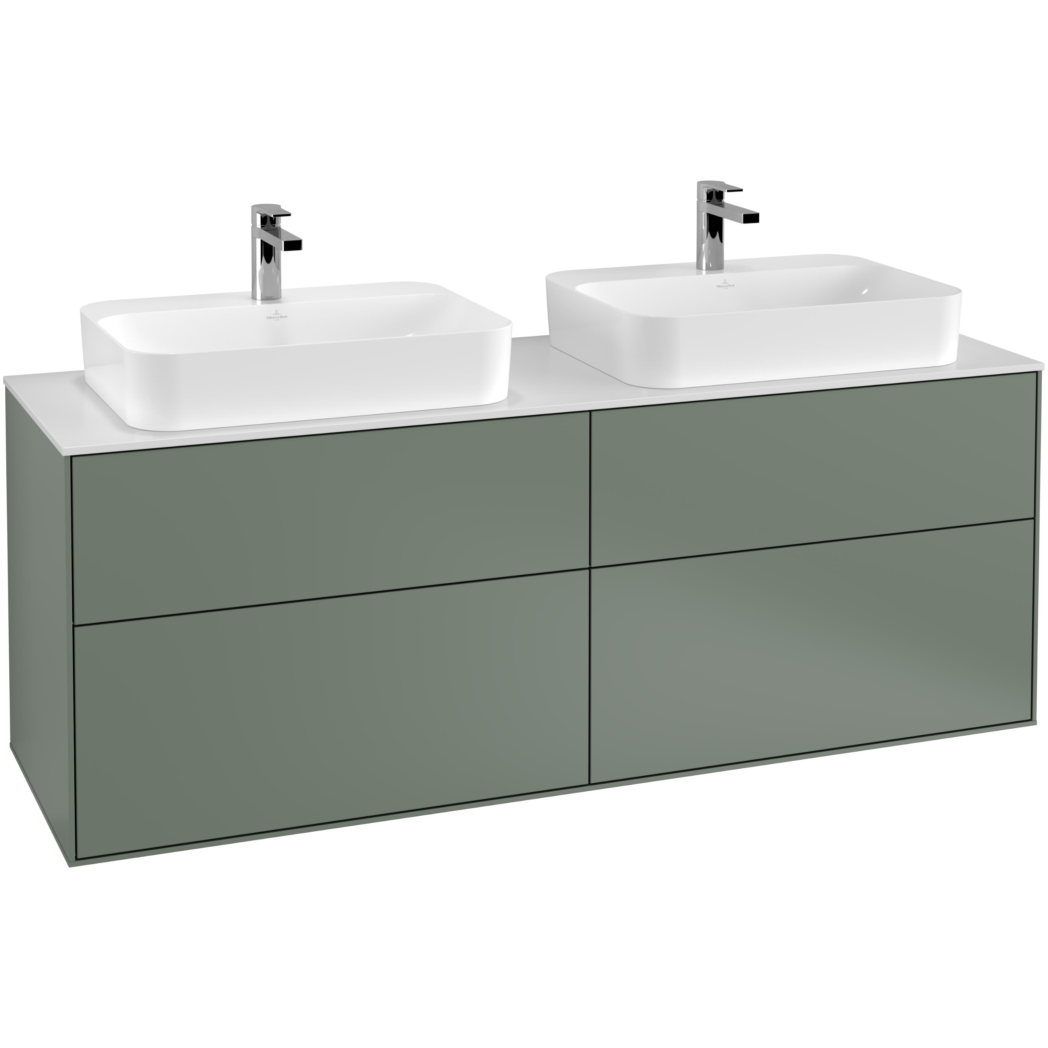 Tvättställsskåp Villeroy & Boch Finion med 4 Lådor och Bänkskiva för Två Ytmonterade Tvättställ