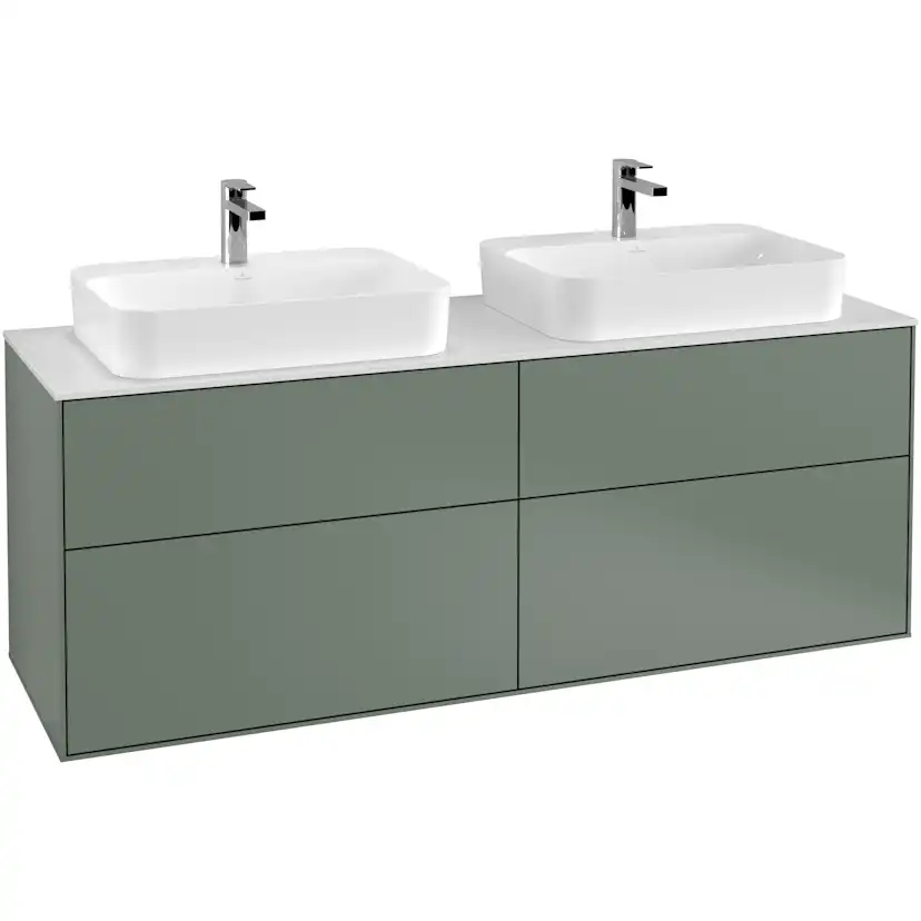 Tvättställsskåp Villeroy & Boch Finion med 4 Lådor och Bänkskiva för Två Ytmonterade Tvättställ