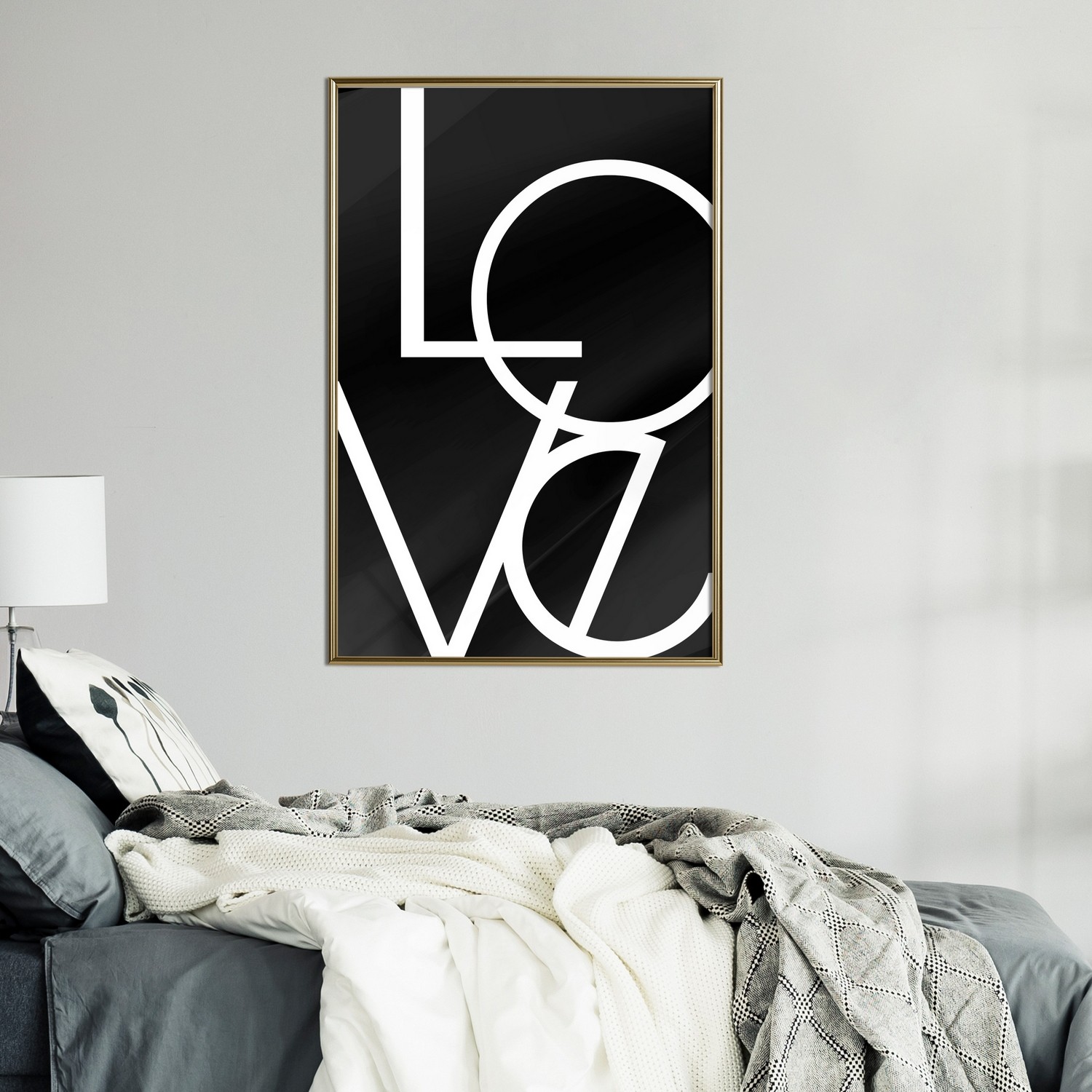 Affisch - Black and White: Love [Poster] 20x30 Guld ram, 20x30 cm