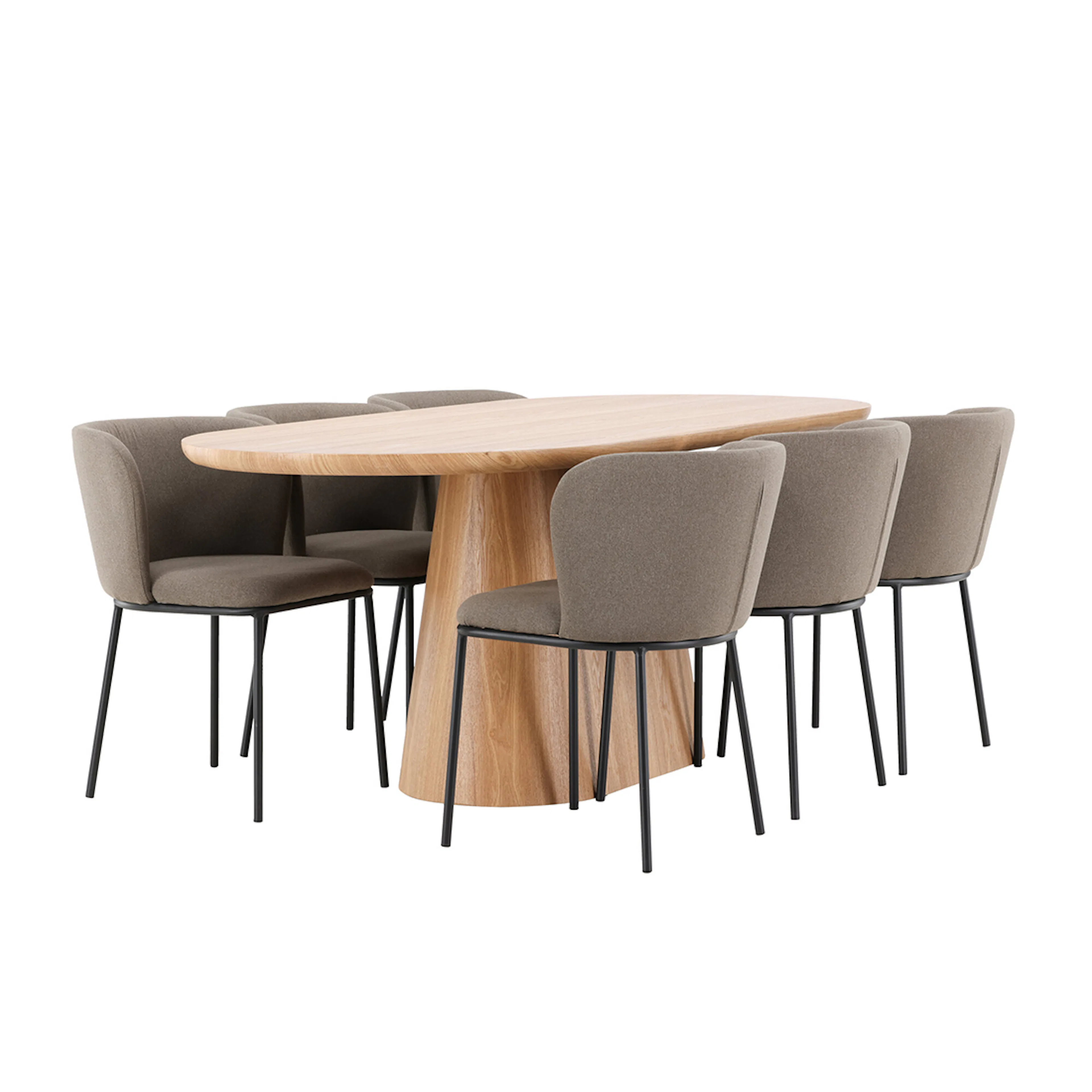 Stjärnö Table - Nature with 6 Edina Chair - Black / Brown Färg: Natur