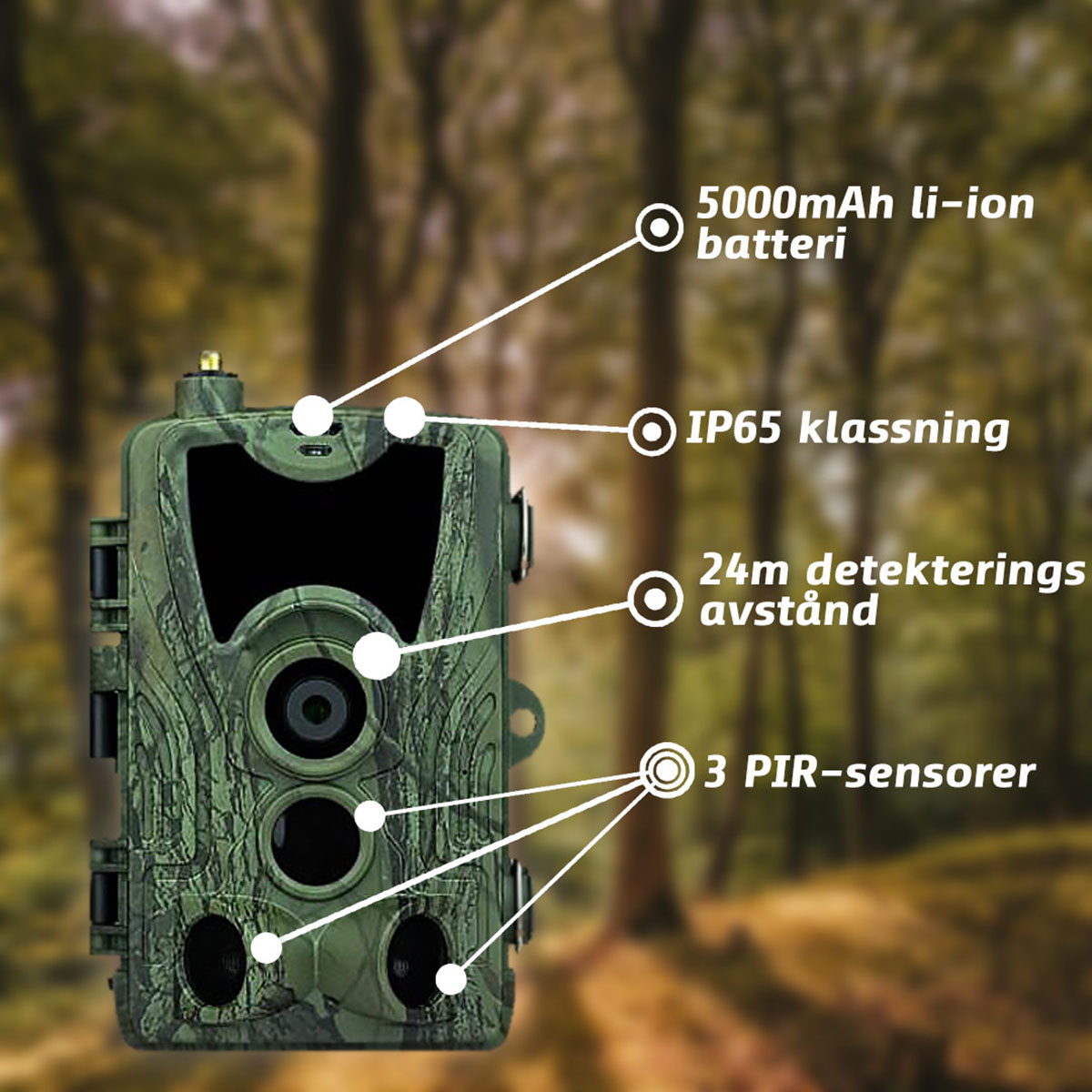 Åtelkamera Trekker Premium Sändande 4G Med Batteri