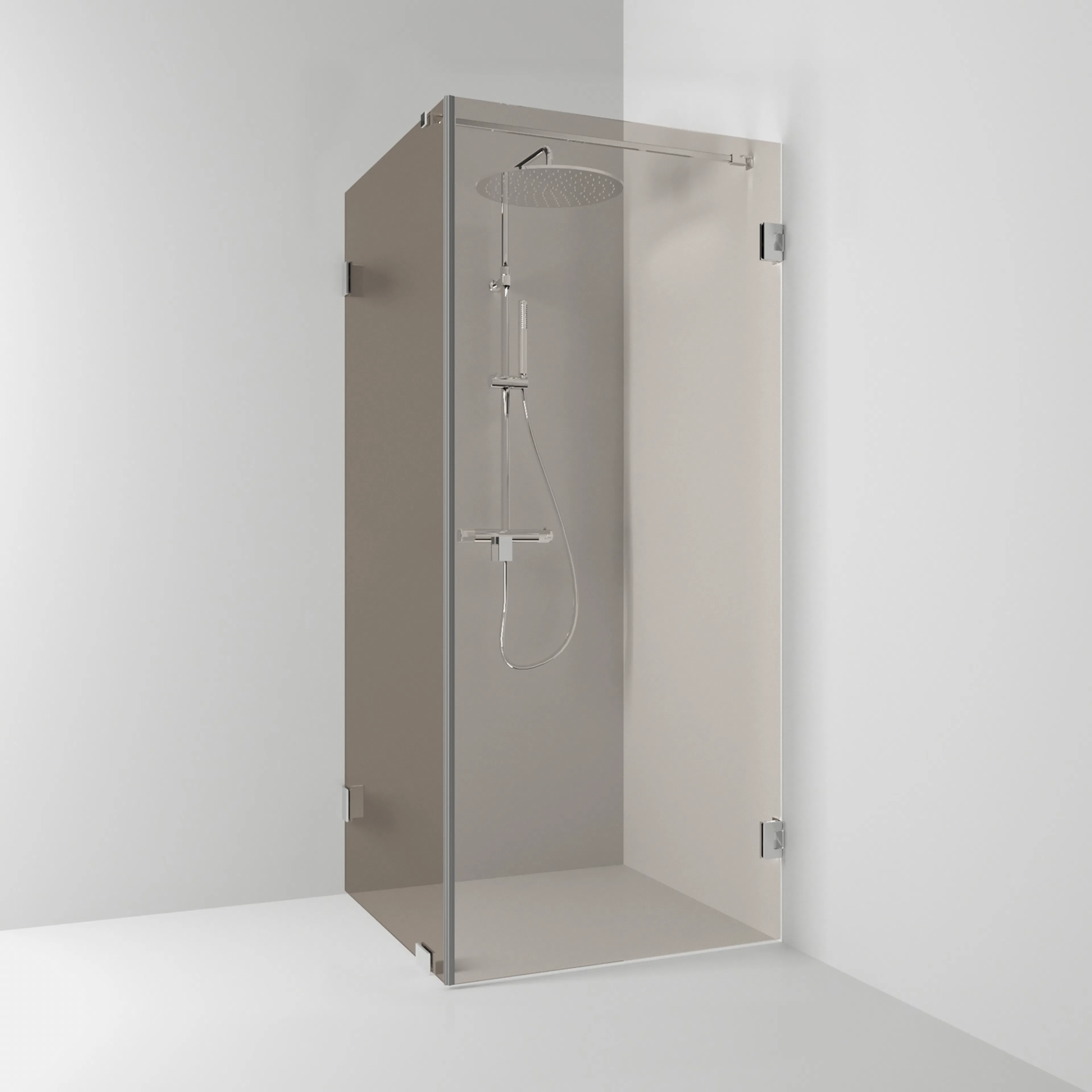 Hörn Kombi Brons/Krom 90x90 Profil: Krom, Bronsglas, Fast vägg: 900 mm, Duschdörr: 900 mm