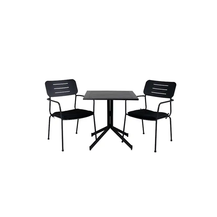 Way café table 70*70+Nicke Dining chair w. armrest - Black S Svart