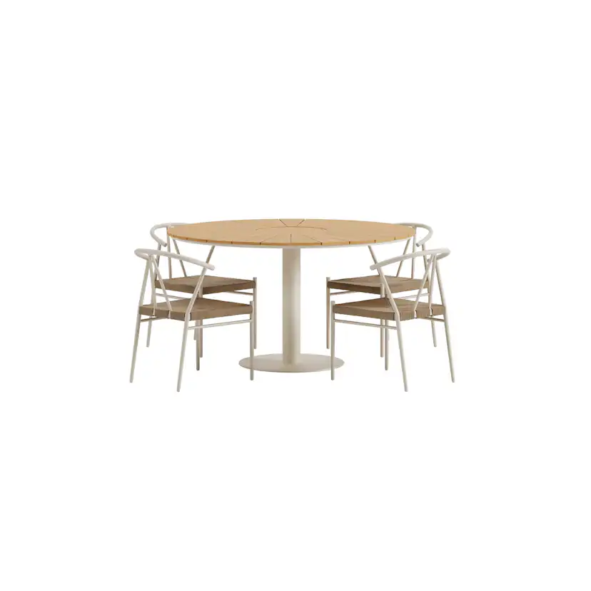 Matgrupp Utomhus Venture Home Croft Ø120 cm med 4 st Alfons Trädgårdsstolar