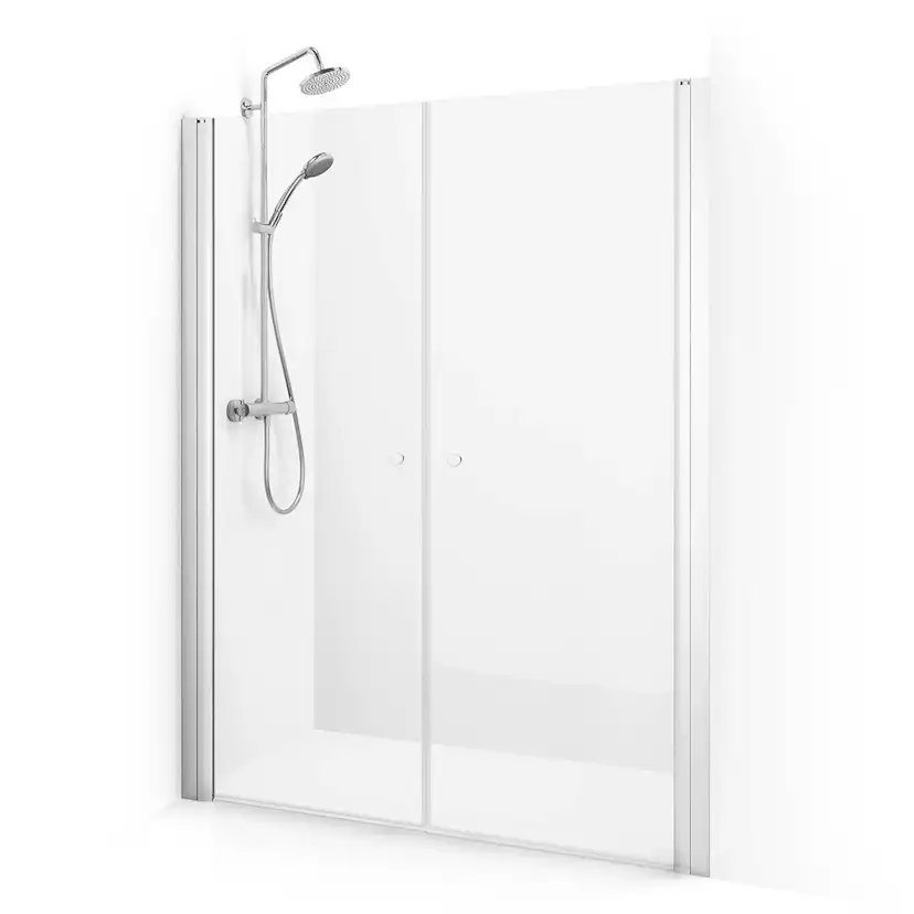 Spirit Saloon 1565-1600 G M Kl 1565-1600x1970 mm, Matt Aluminium, Klarglas med Hålgrepp