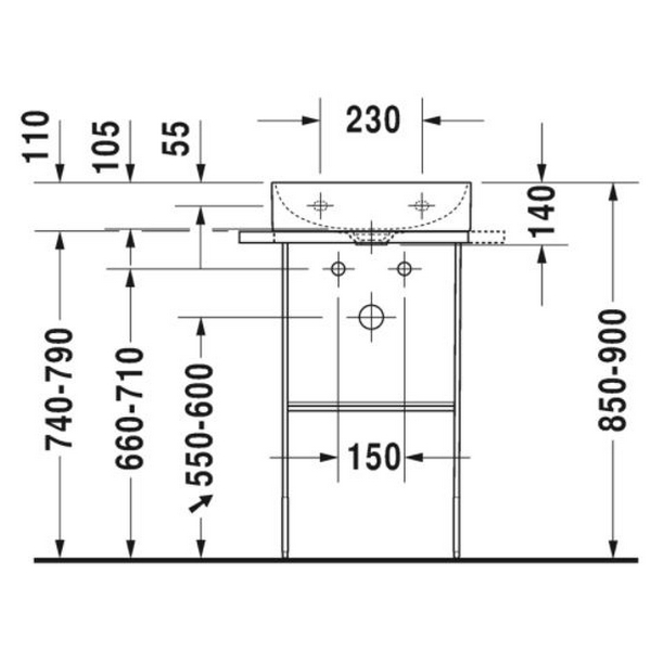 Benställning Duravit DuraSquare Golvstående till Tvättställ