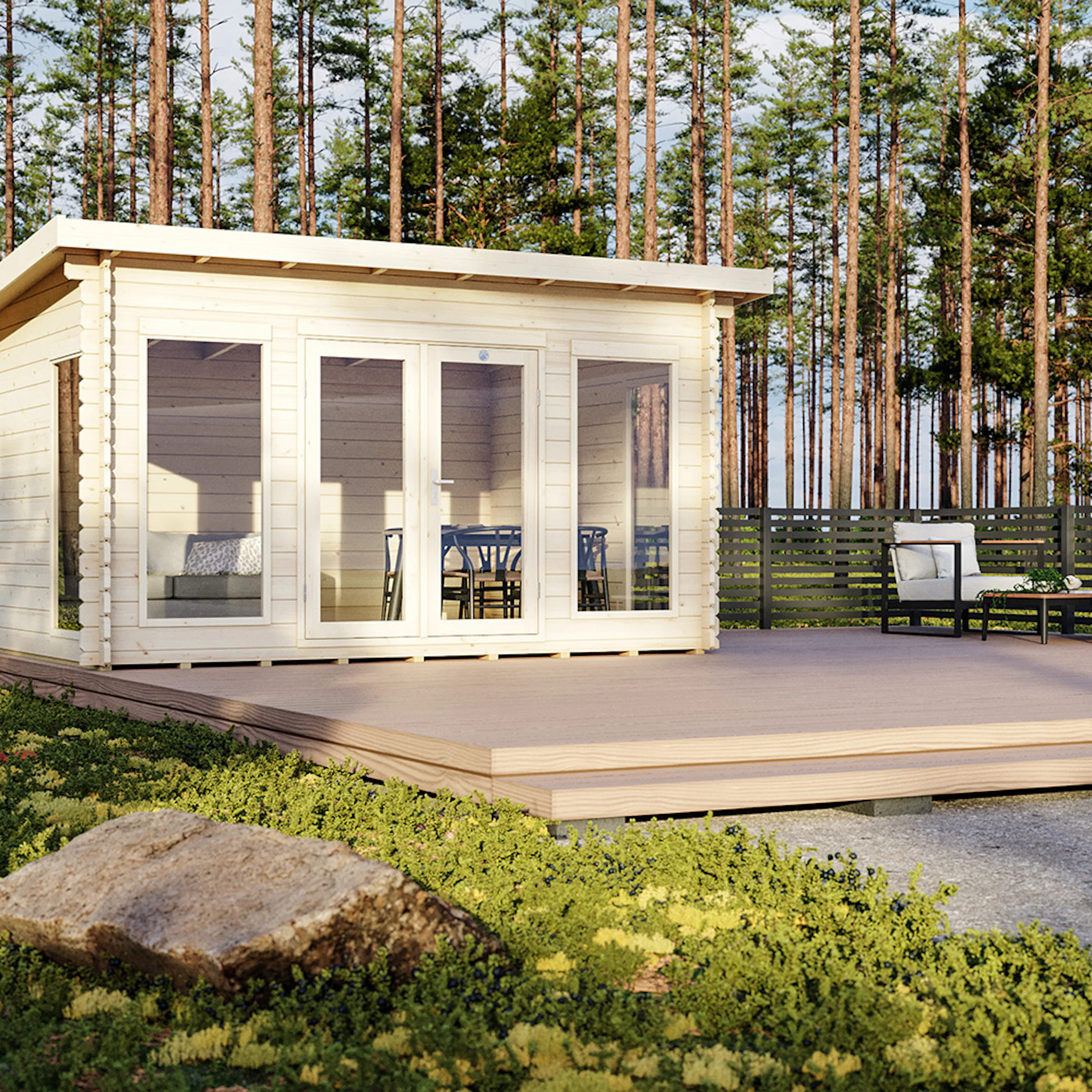 Friggebod Luoman Lillevilla Luosto 11,7 m² Komplett Stuga med Pulpettak