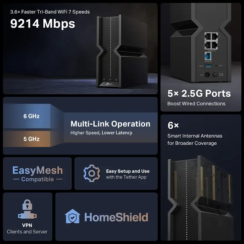 Router TP-Link Archer BE550 Tri-Band Wi-Fi 7