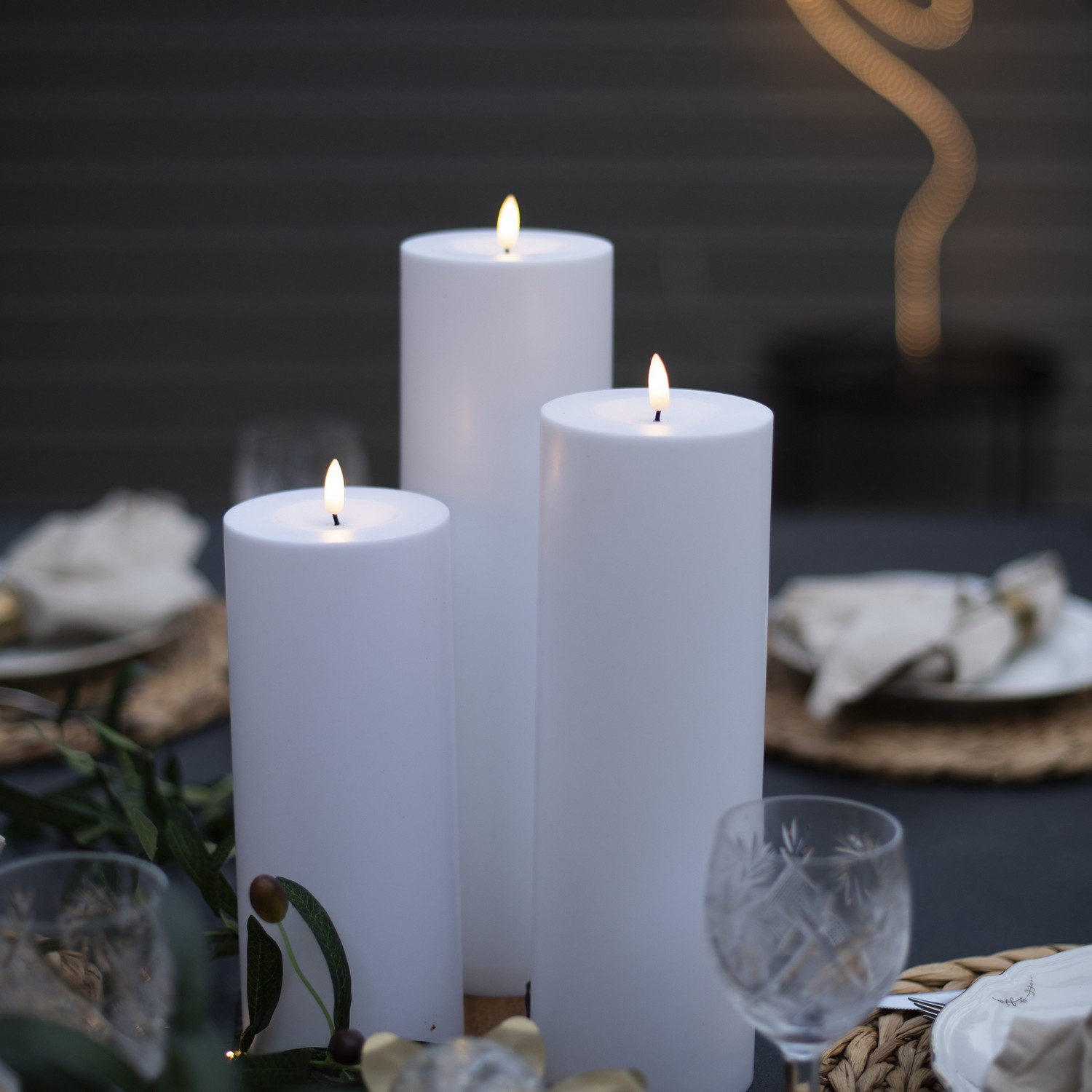 LED-Ljus Star Trading Flamme Rak Vit