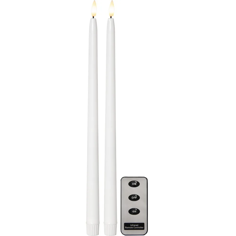 Antikljus Star Trading 2p Flamme Slim38 cm Vit