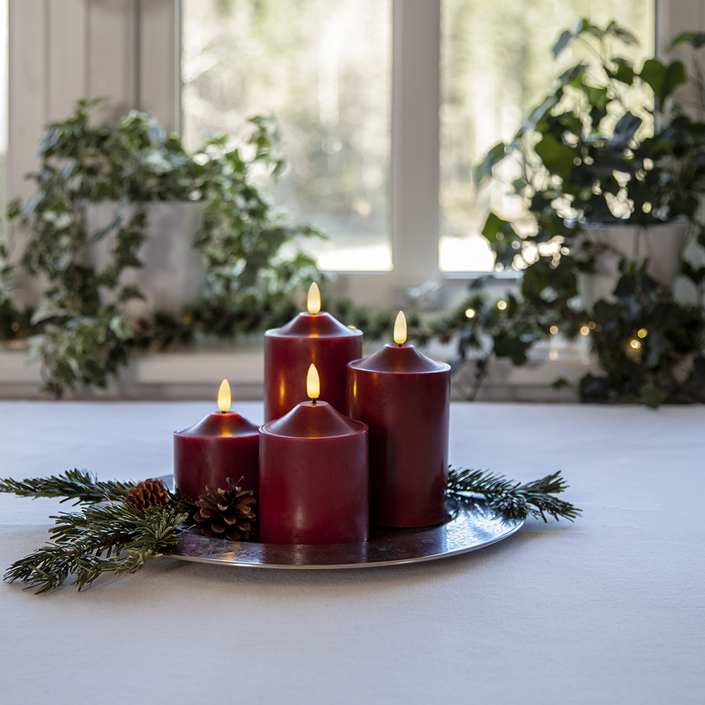 LED-Blockljus Star Trading Flamme Röd