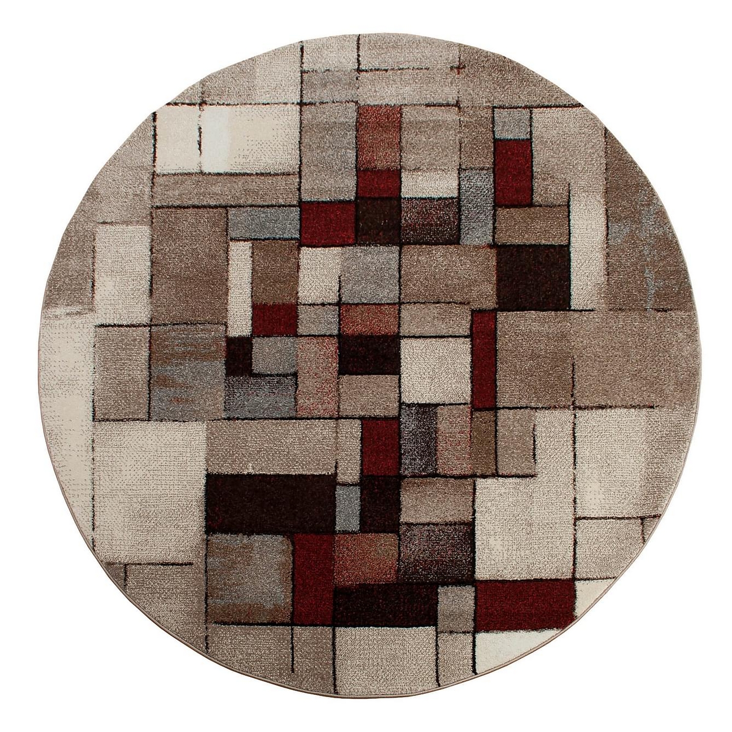 Friezematta KM Carpets London Abstrakt Rund Röd/Beige, Diameter: 120 cm