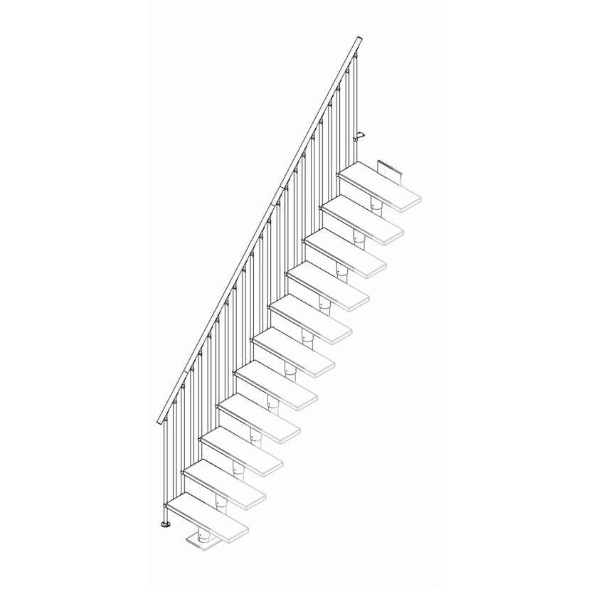 Extra Räcke Dolle Classic III Komplett Ek Oljad Grå, Passar till 13 Steg