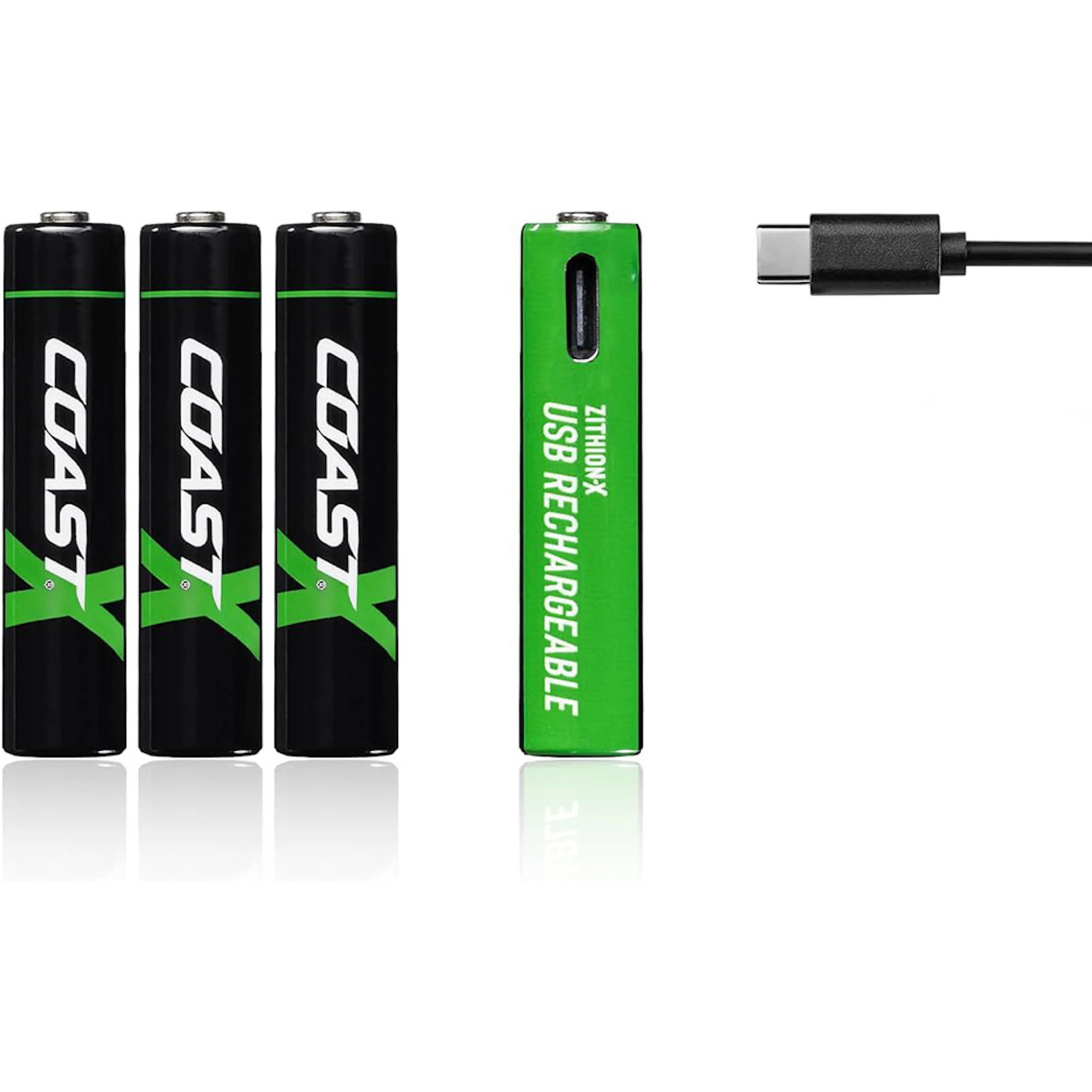 Batteri Coast Uppladdningsbara AAA 1,5V 750 mAh 4-pack inkl Laddningskabel