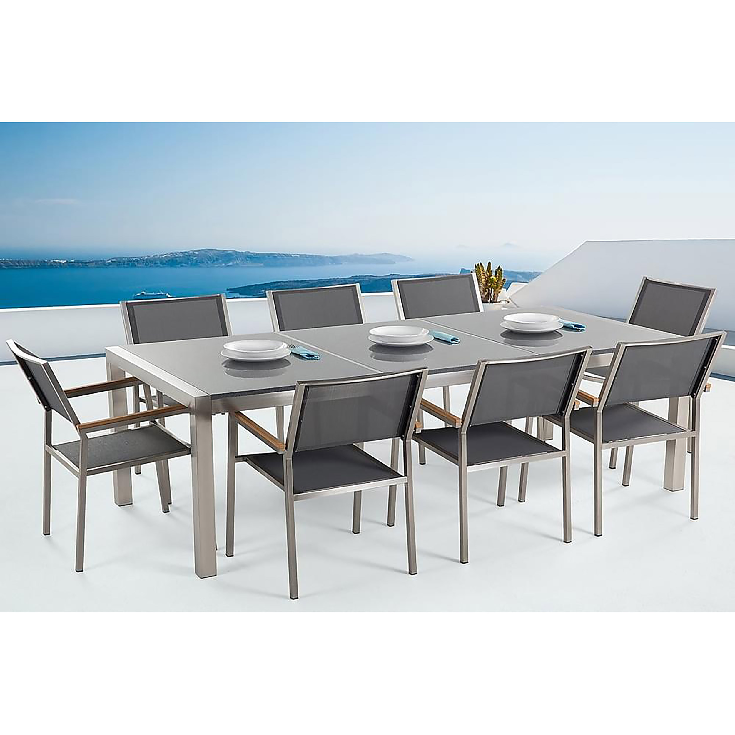 Matgrupp deNoord Grosseto med 8 Stolar Grå